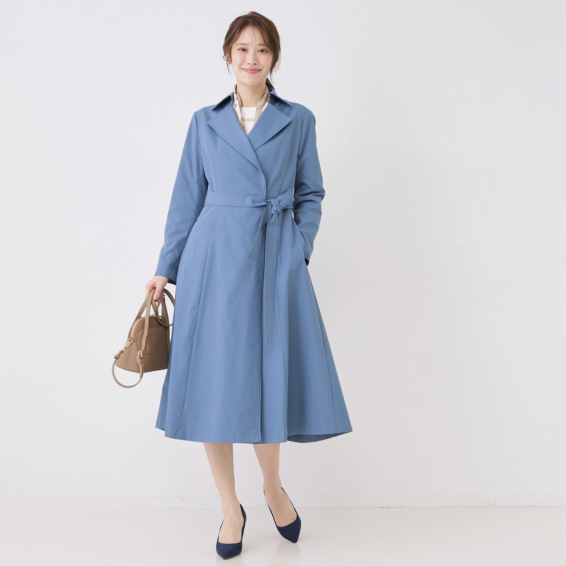COUP DE CHANCE「【きれいめ羽織り】Aラインドレスコート」|トレンチコート|ブルー(091)