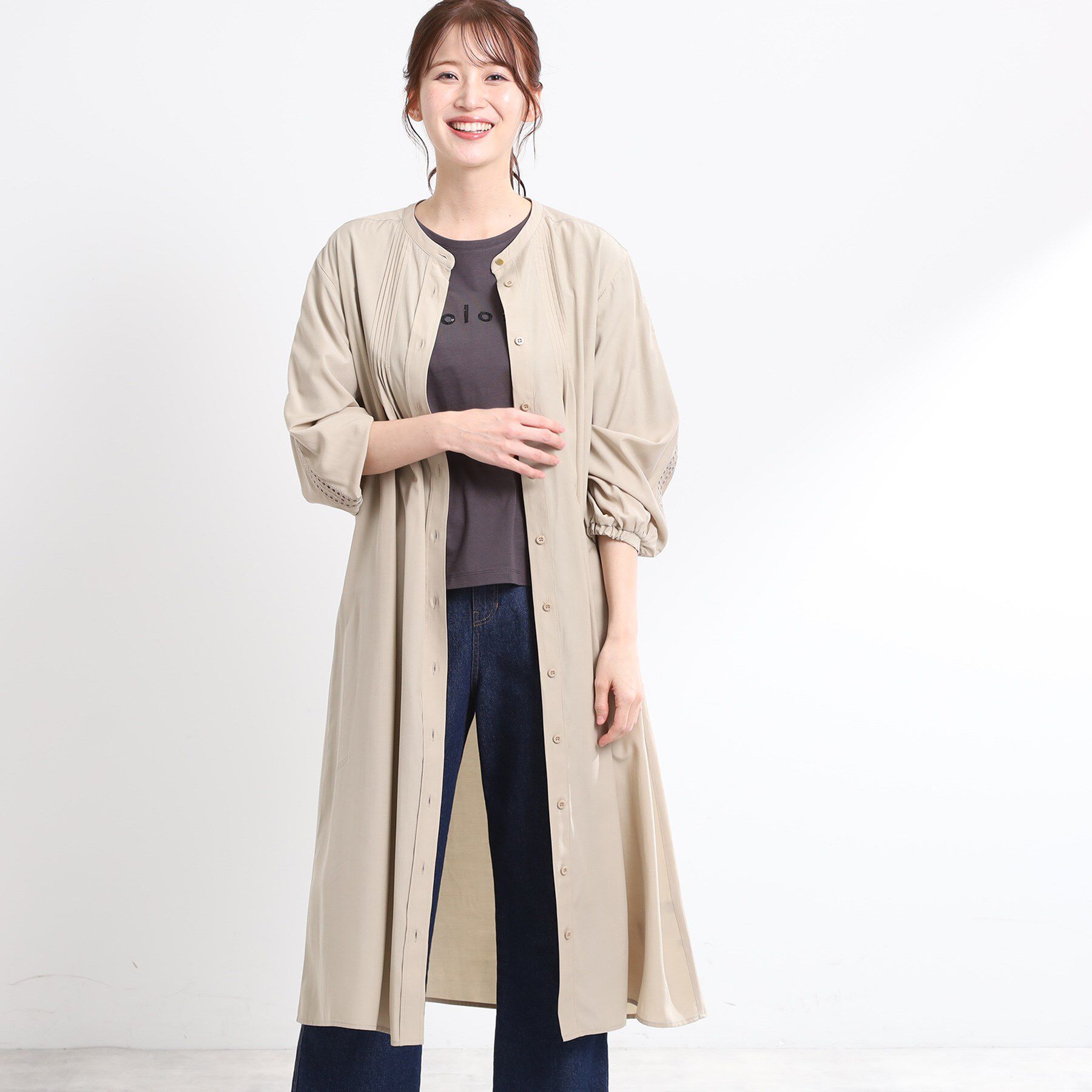 Reflect「【夏SALE／E‐QUALITY／羽織にも◎】エンブロイダリーワンピース」|ワンピース|ベージュ(052)