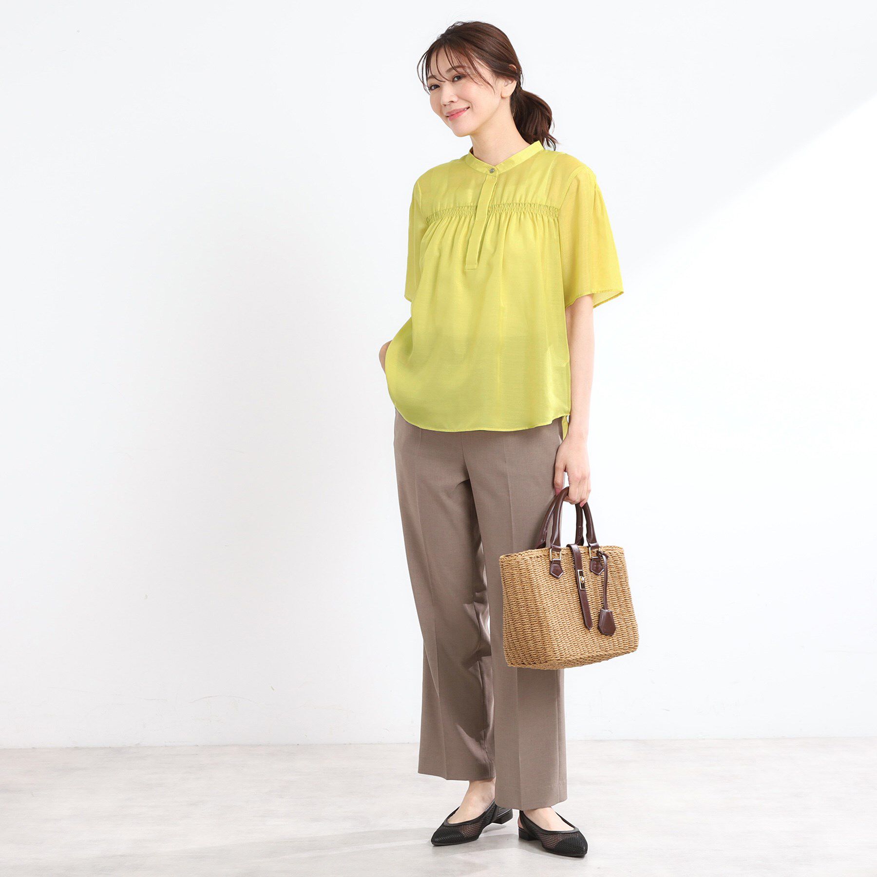 Reflect「【選べる5色◎／マシンウォッシュ可】シャーリングデザインブラウス」|シャツ・ブラウス|