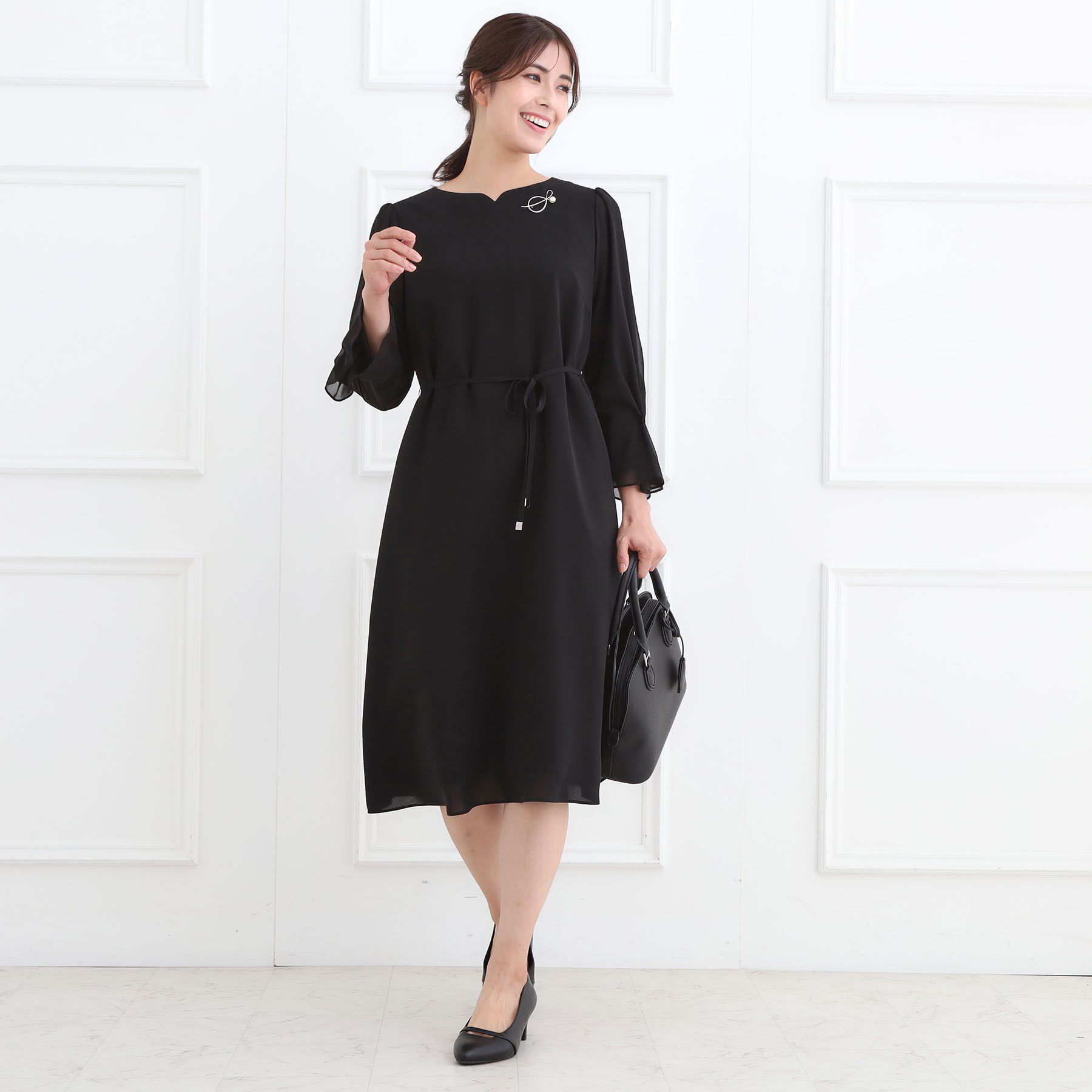 Reflect「【付属リボン付き】スリーブデザインジョーゼットワンピース」|ワンピース|