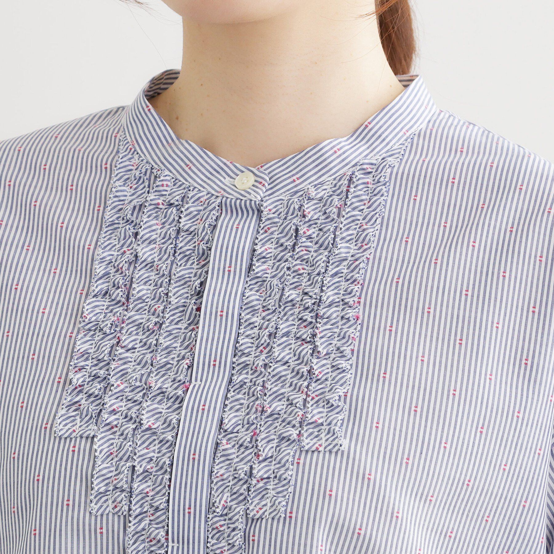 Reflect「【接触冷感】八分袖フロントフリルブラウス」|シャツ・ブラウス|