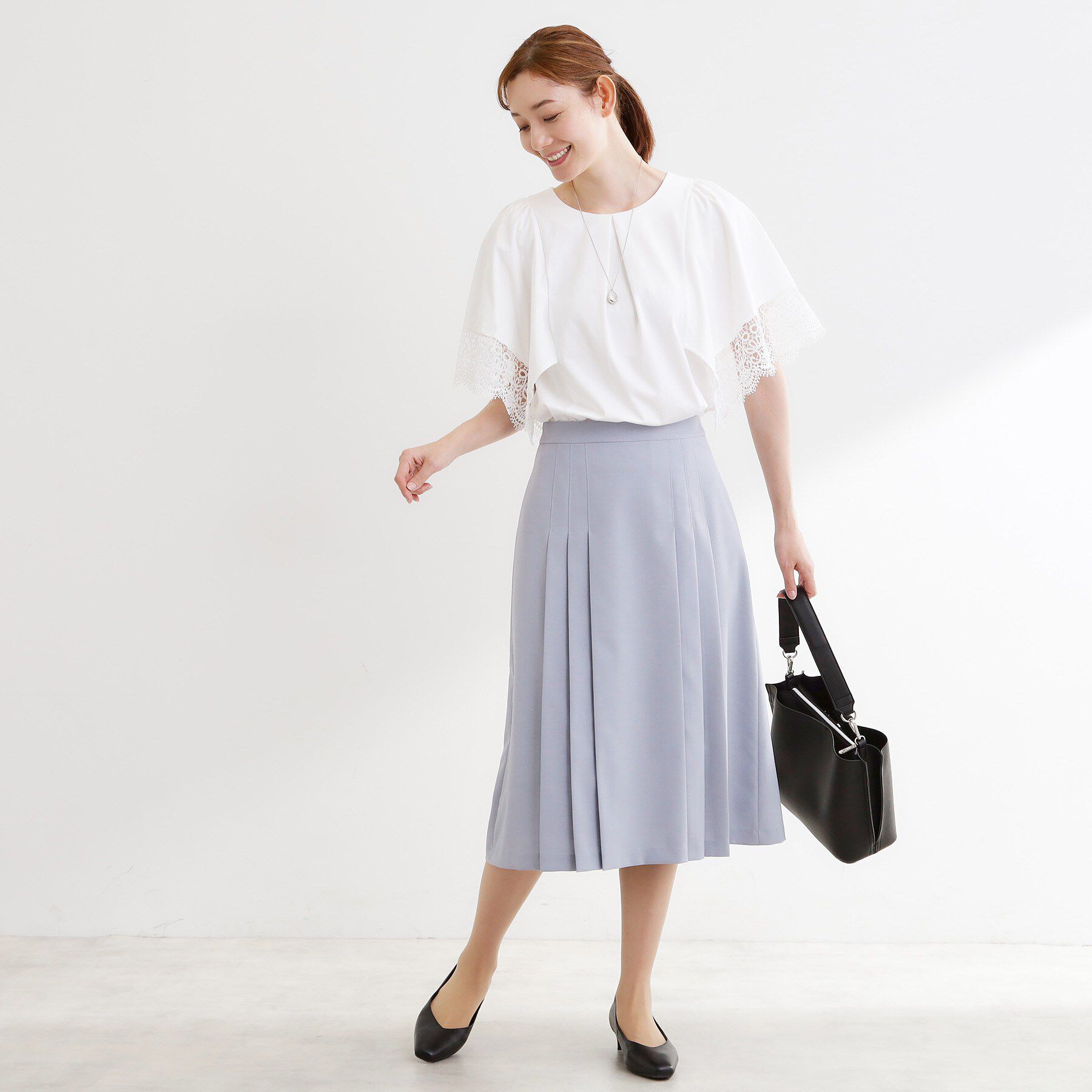 Reflect「【UVカット／接触冷感】レーススリーブジャージカットソー」|Tシャツ・カットソー|