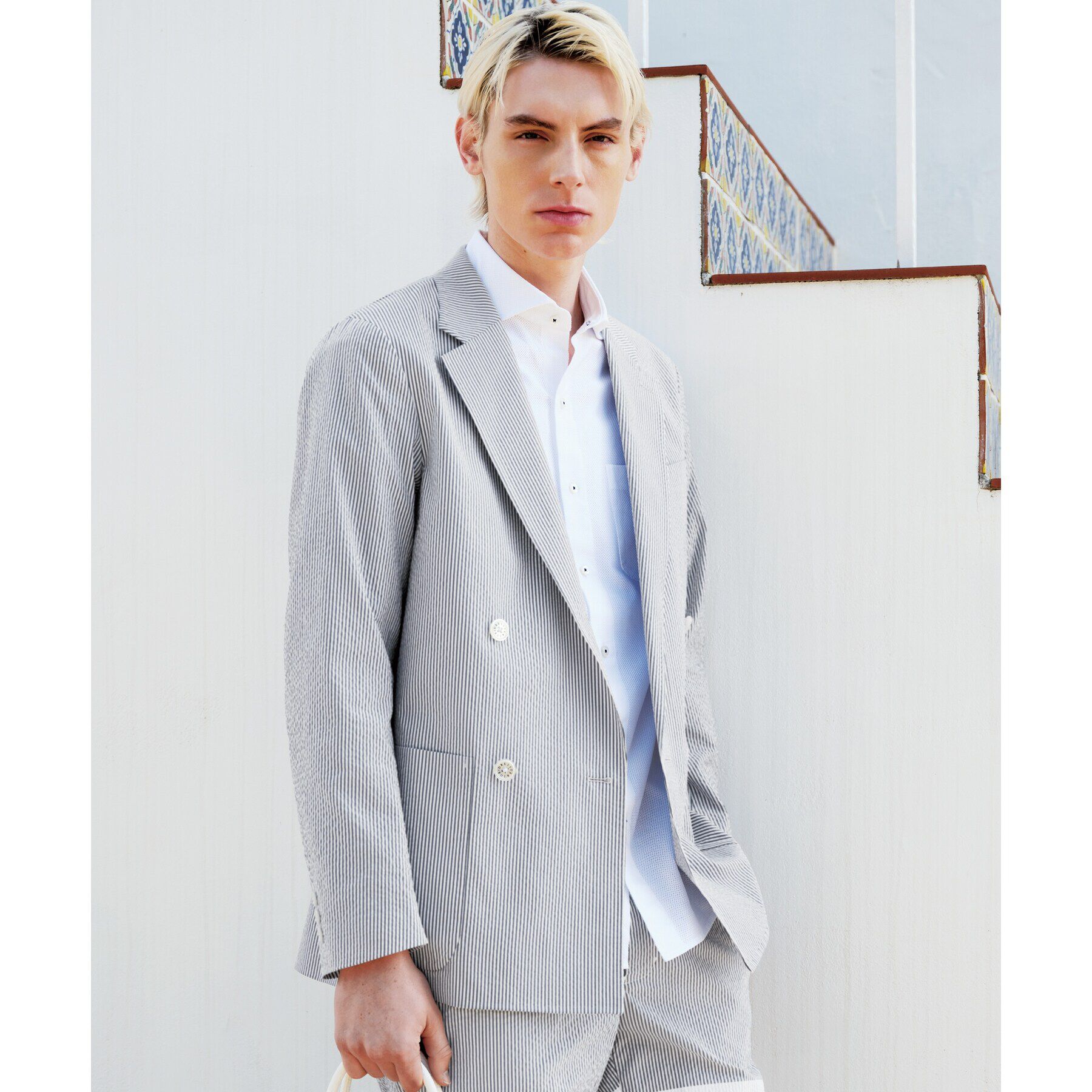 DRESSTERIOR「【セットアップ可/吸湿速乾】COOLMAX シアサッカー サマージャケット」|テーラードジャケット|ブルー(293)