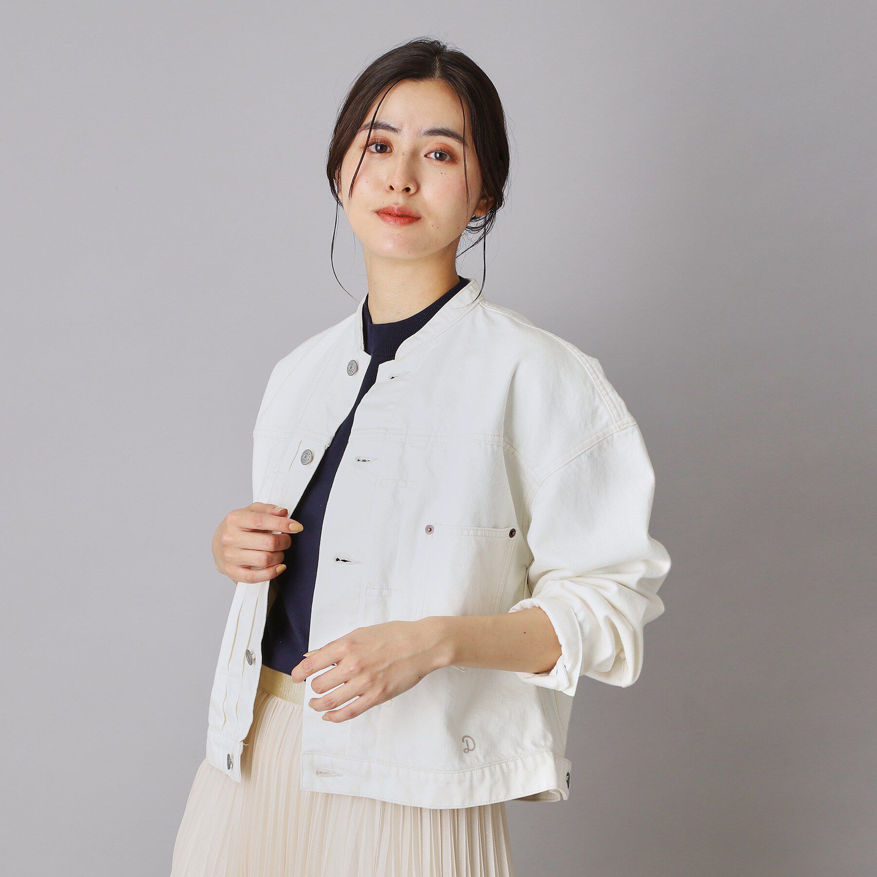 DRESSTERIOR「【ウォッシャブル】バンドカラー ホワイトＧジャン」|デニムジャケット|