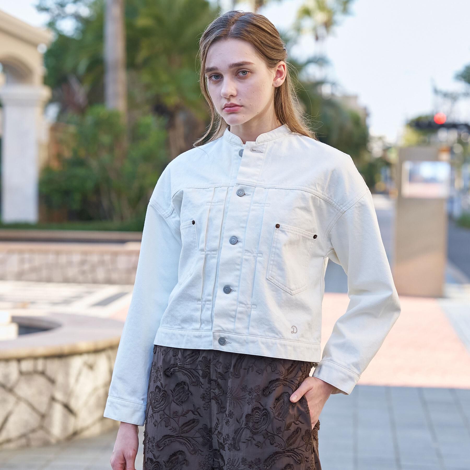 DRESSTERIOR「【ウォッシャブル】バンドカラー ホワイトＧジャン」|デニムジャケット|