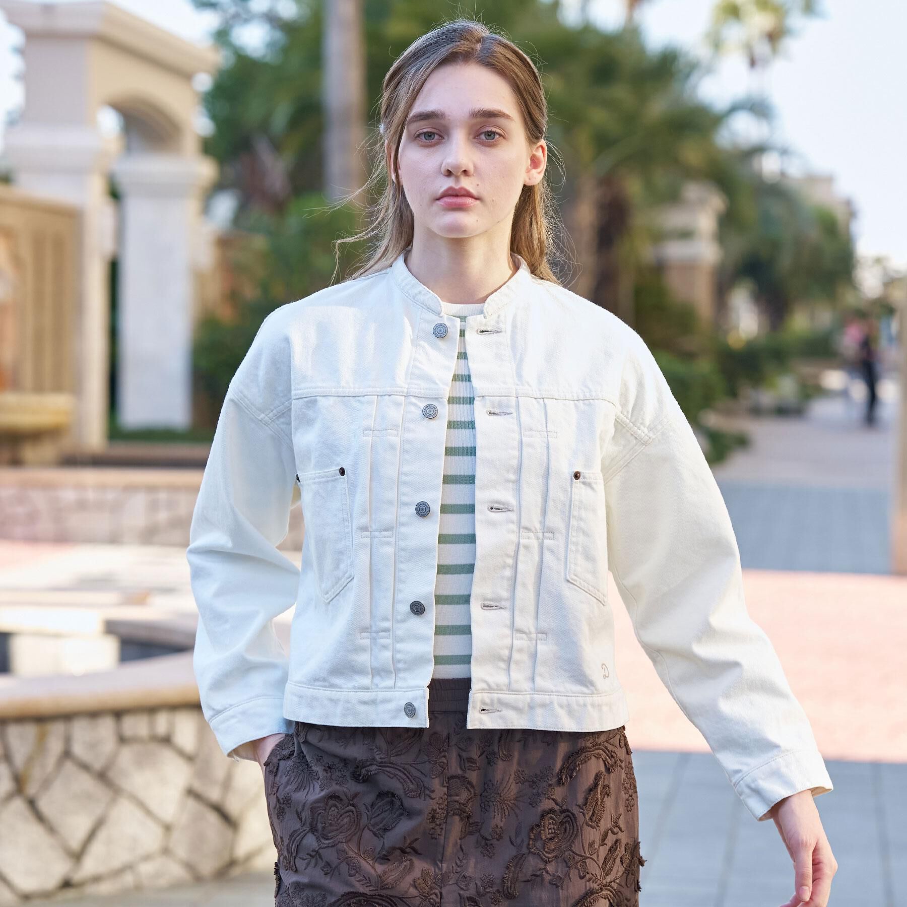 DRESSTERIOR「【ウォッシャブル】バンドカラー ホワイトＧジャン」|デニムジャケット|