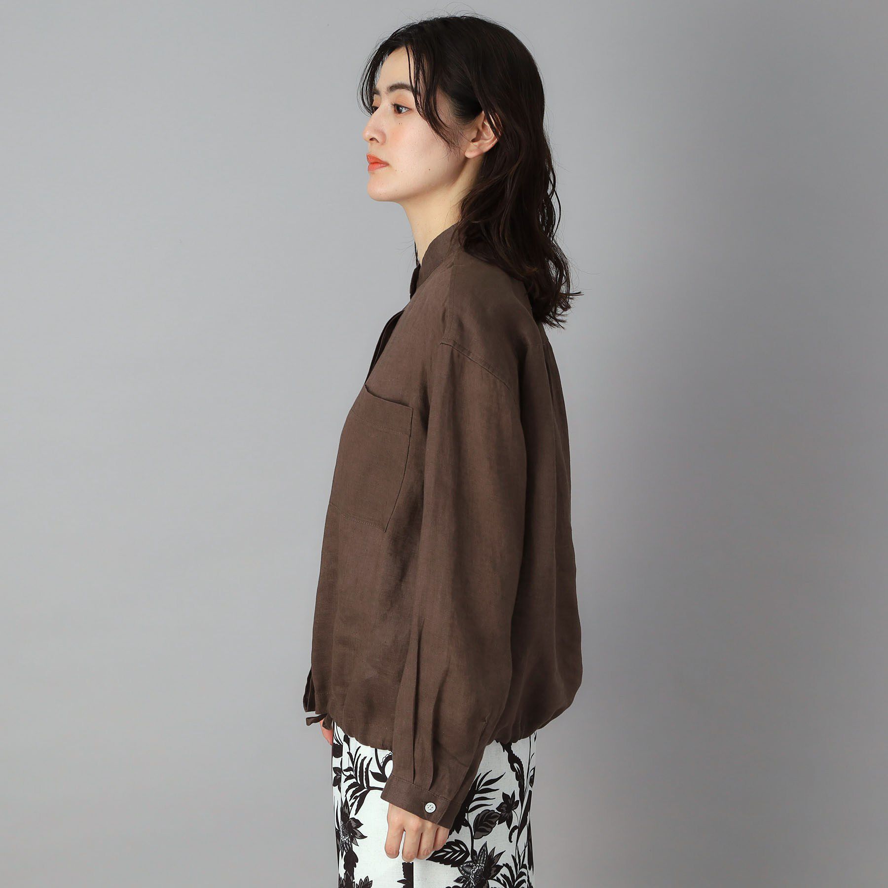 DRESSTERIOR「【ウォッシャブル/2WAY】ストライプリネン ドロストシャツ」|シャツ・ブラウス|