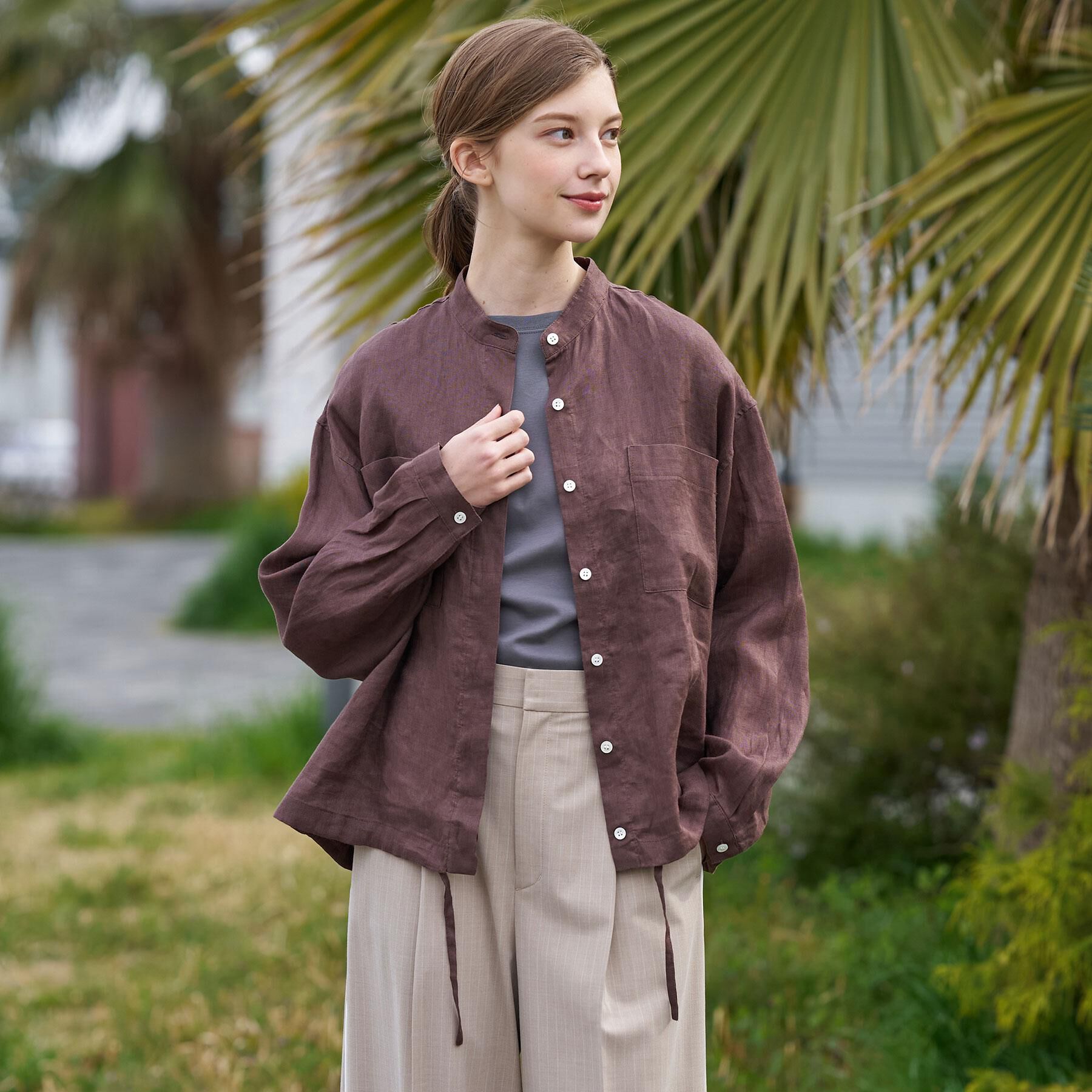 DRESSTERIOR「【ウォッシャブル/2WAY】ストライプリネン ドロストシャツ」|シャツ・ブラウス|