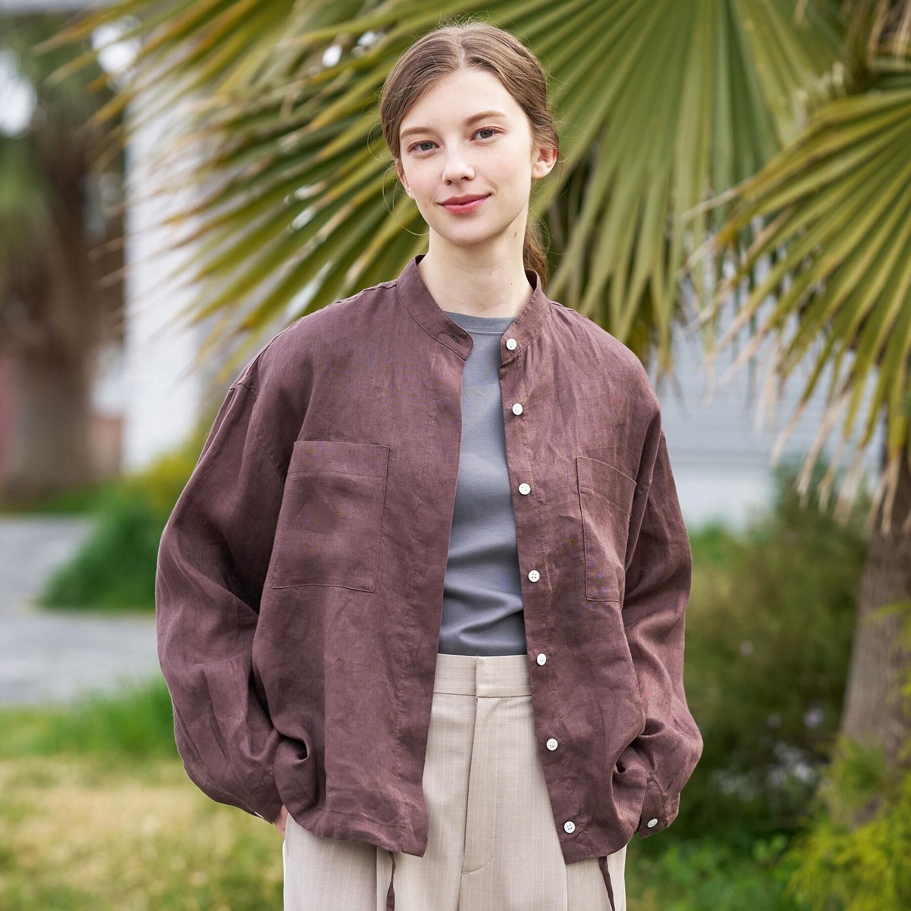 DRESSTERIOR「【ウォッシャブル/2WAY】ストライプリネン ドロストシャツ」|シャツ・ブラウス|