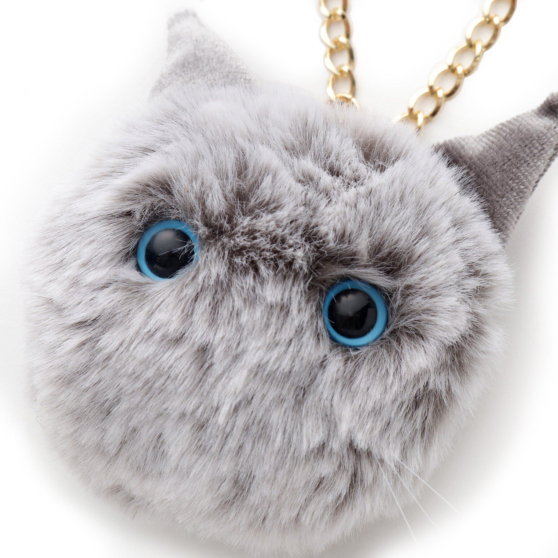 grove「【雑誌掲載】ふわふわネコフェイスバッグチャーム」|キーケース|