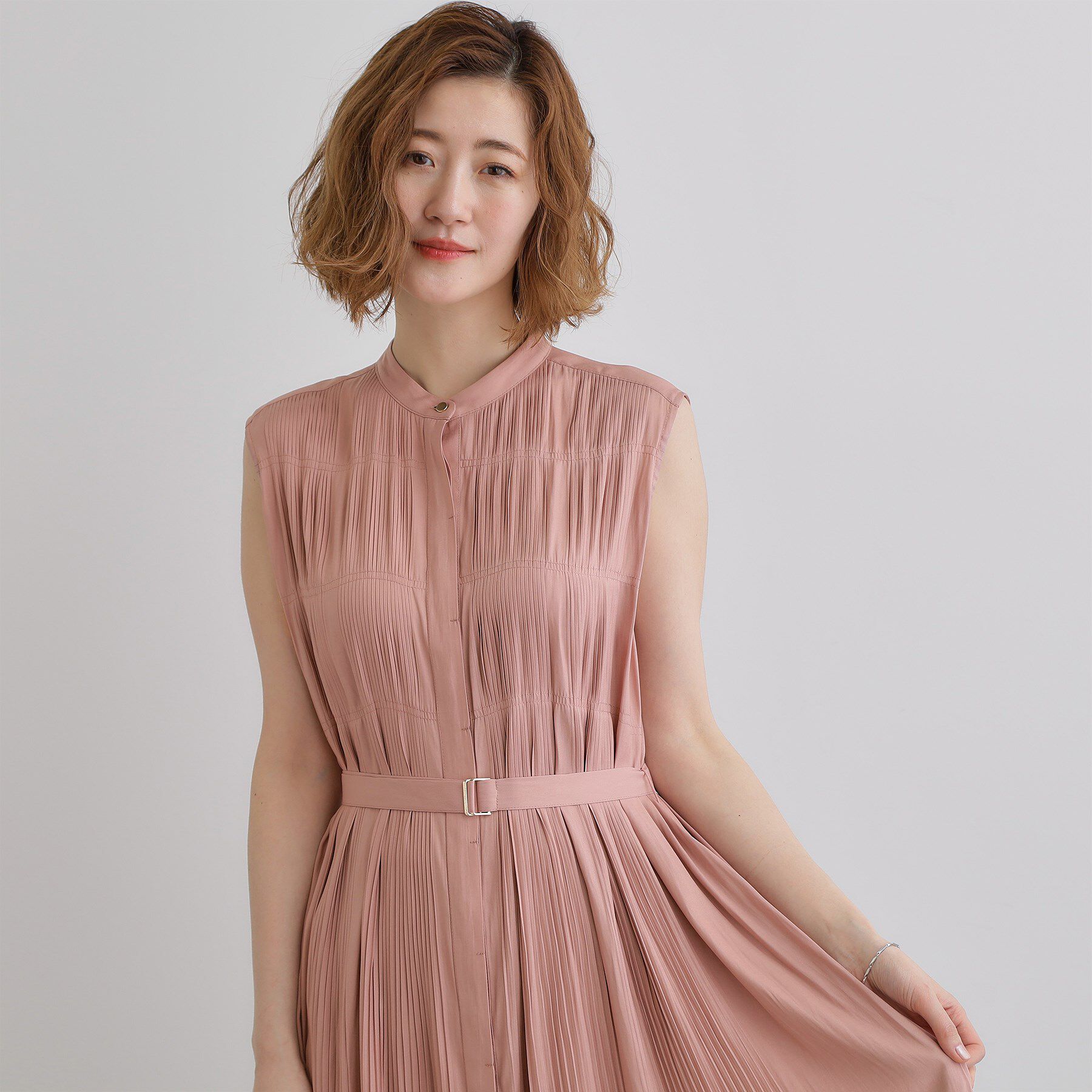 grove「贅沢プリーツが華やかなシャンブレープリーツワンピース」|ワンピース|