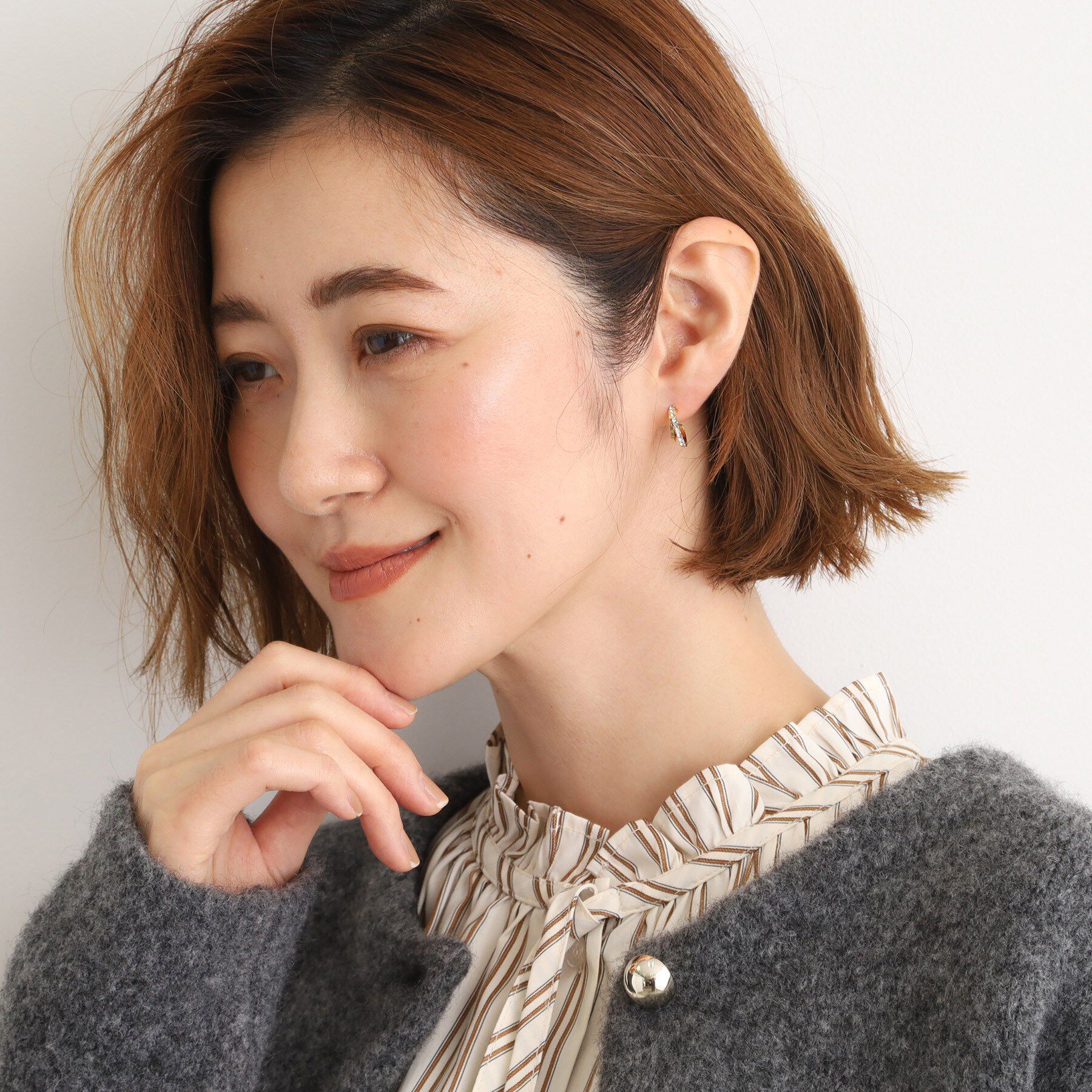 grove「パール調ビジューフープデザインピアス」|ピアス|