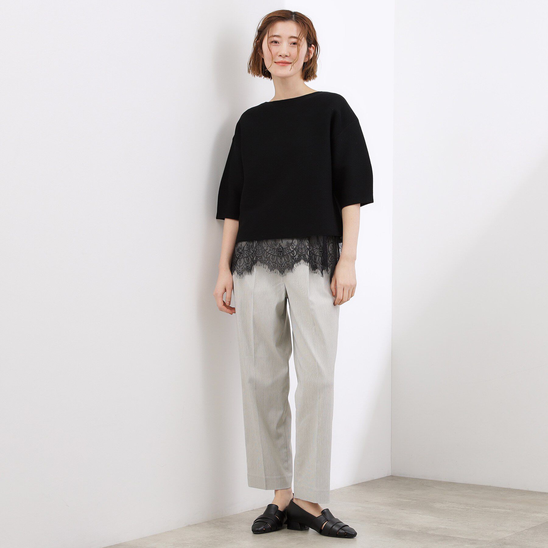 grove「【貴島明日香さん着用／洗濯機で洗える】レイヤードにもおすすめ、軽やかクロップドニット」|ニット・セーター|