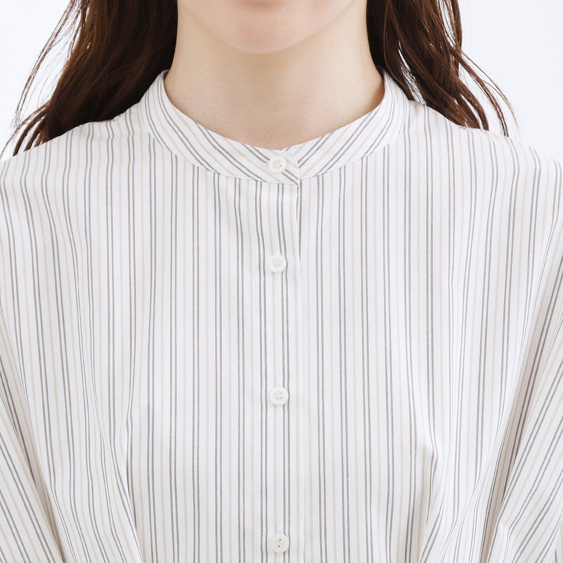 grove「【体型カバー】ウエストタック スタンドネックシャツ」|シャツ・ブラウス|