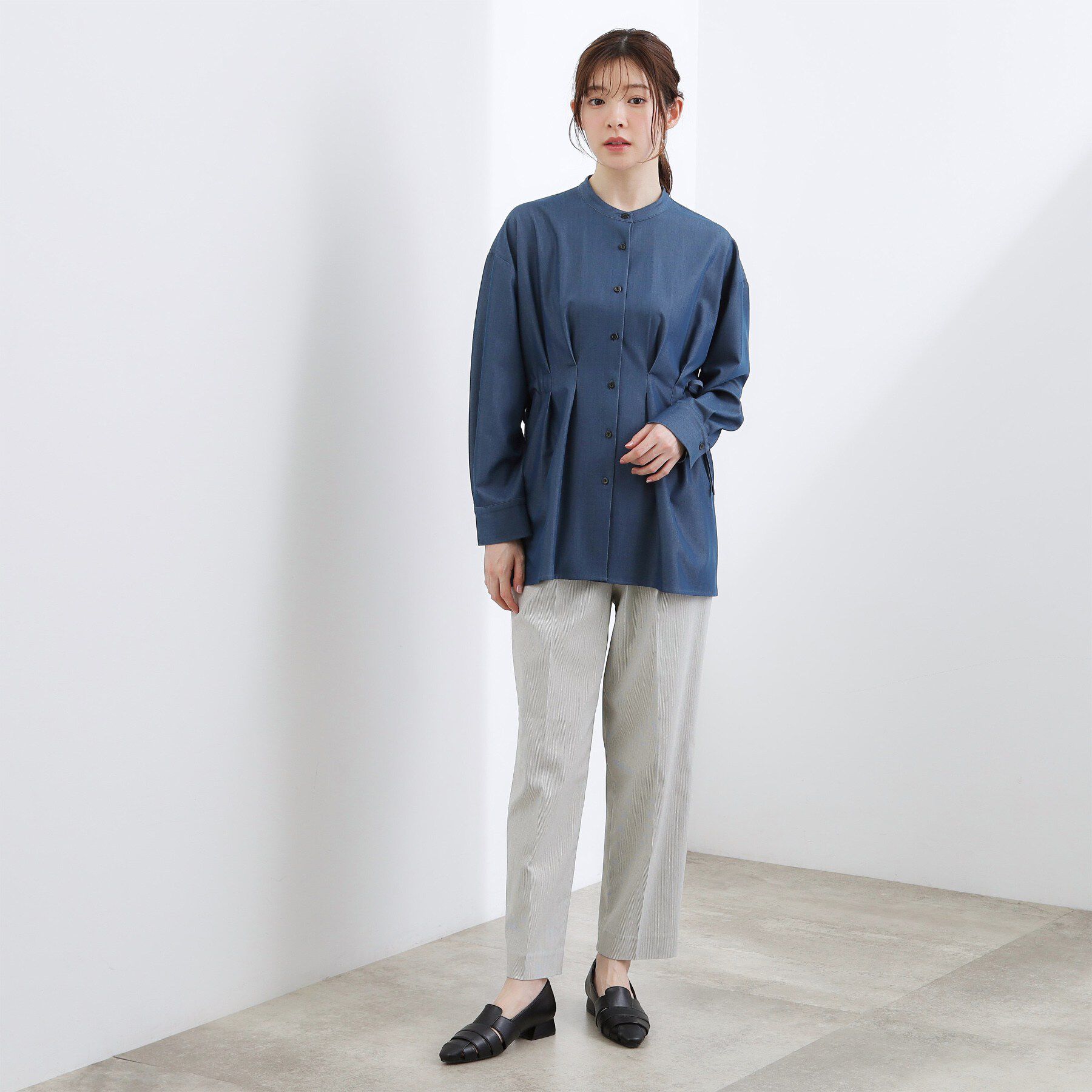 grove「【体型カバー】ウエストタック スタンドネックシャツ」|シャツ・ブラウス|