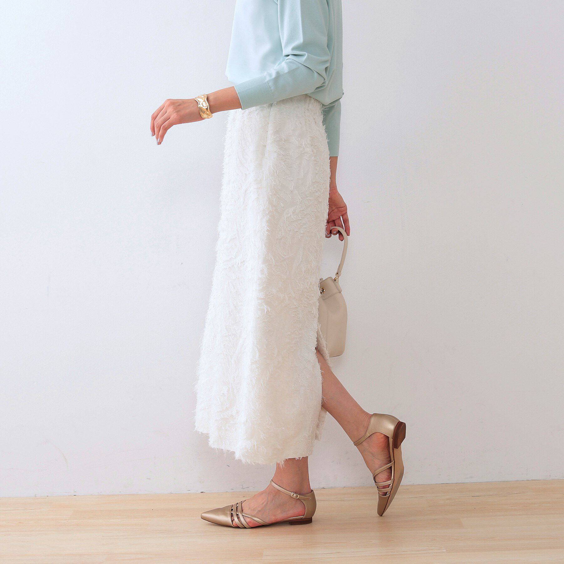 INDIVI「【スタイルUP】フリンジ調ジャカード ストレートラインスカート」|スカート|