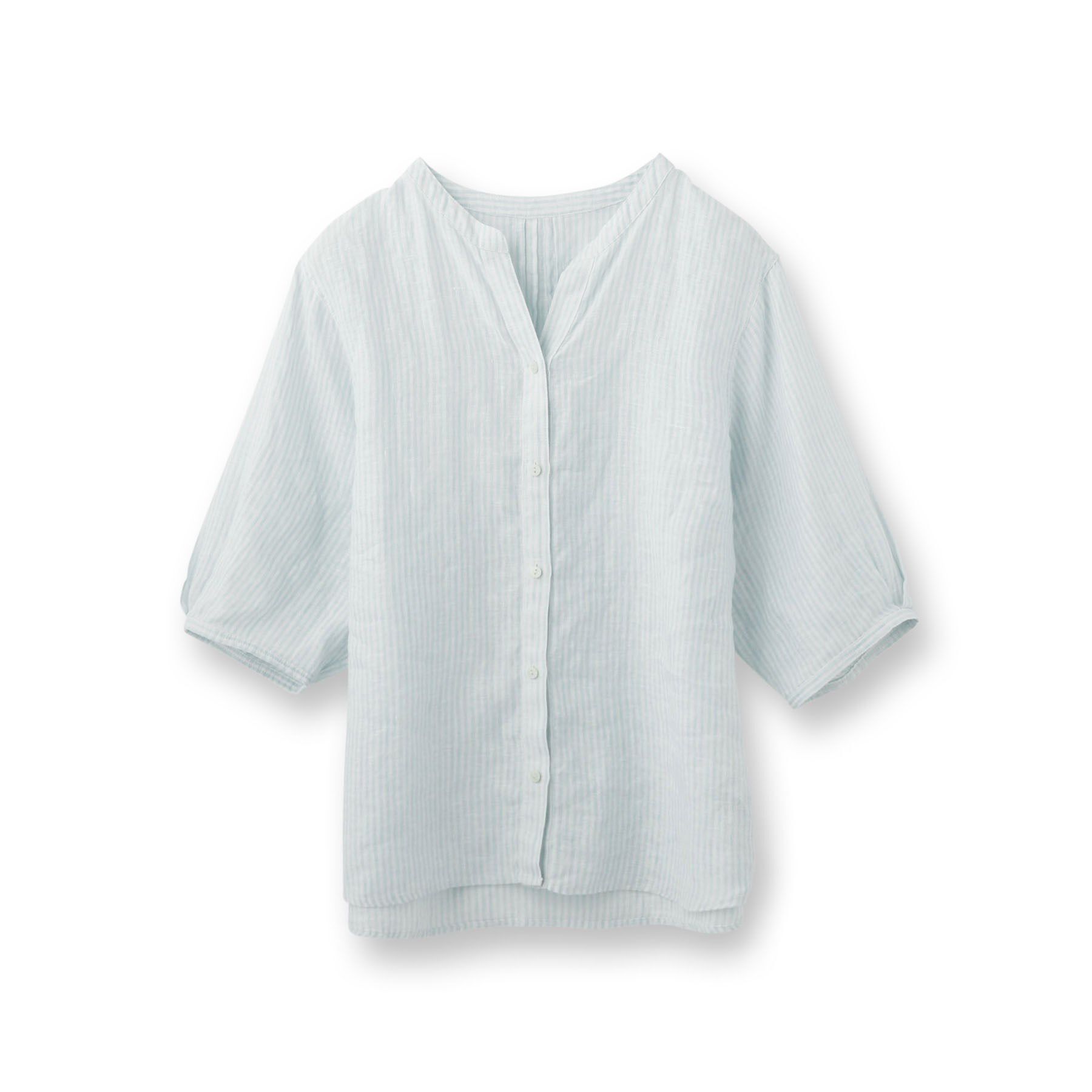 INDIVI「【毎年人気！／フレンチリネン】5分袖バンドカラーブラウス」|シャツ・ブラウス|