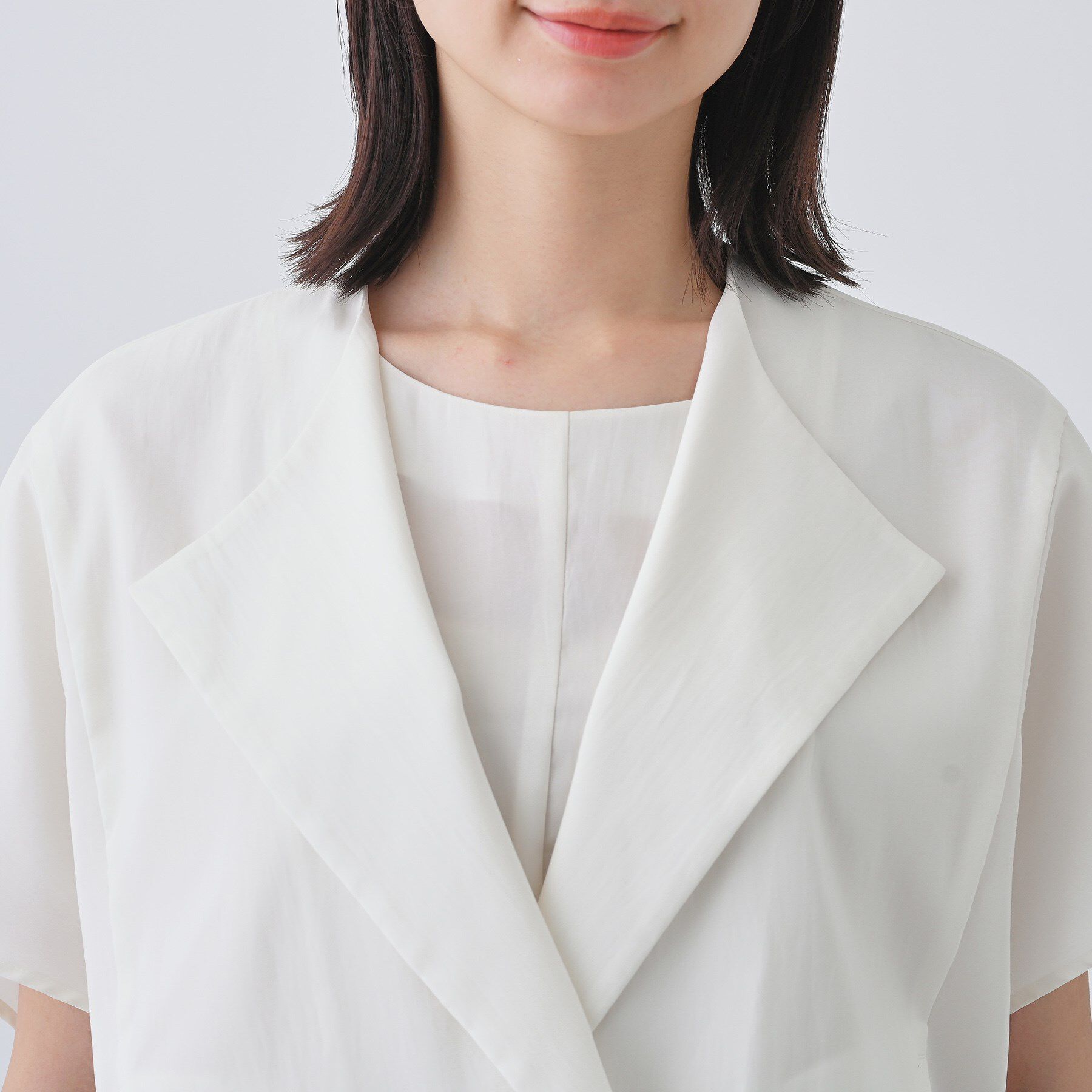 INDIVI「【通気性◎撥水／UVケア】フレンチスリーブ ブラウスライクジャケット」|テーラードジャケット|