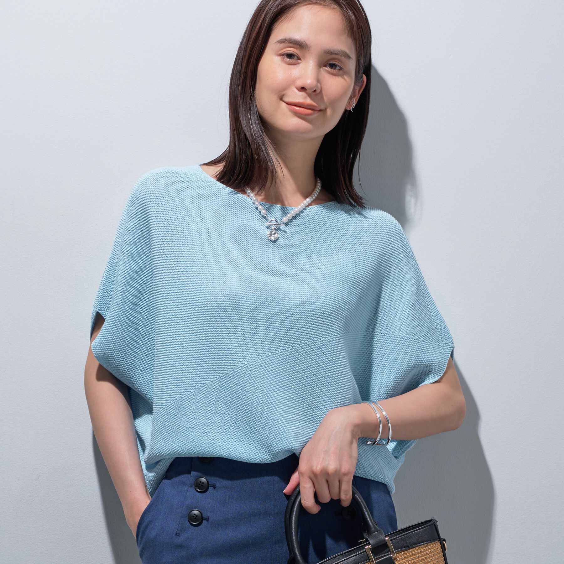 INDIVI「【洗える／清涼感】コクーンシルエットニット」|ニット・セーター|