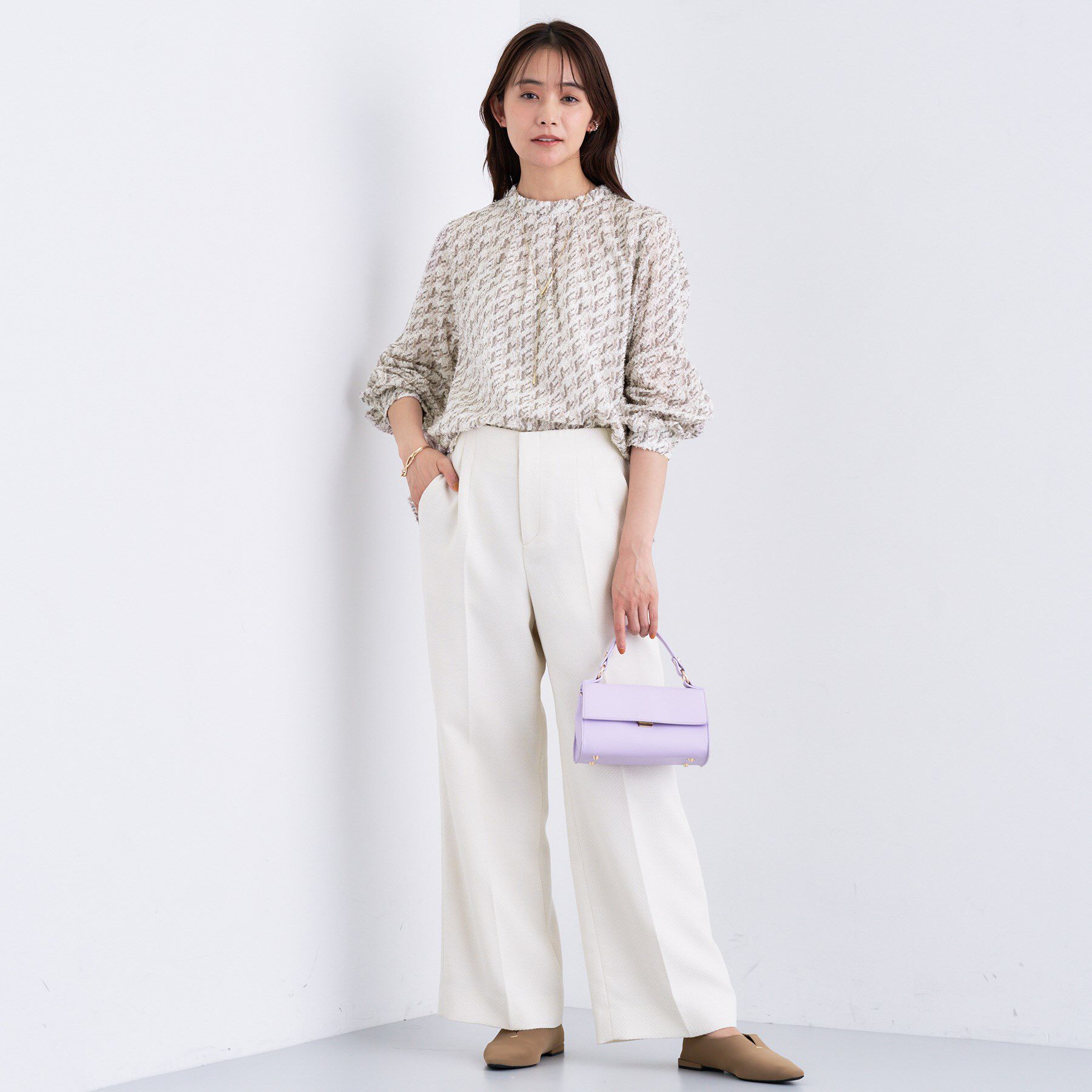 INDIVI「【きれいめ／オフィス／イベント】フェザージャカードブラウス」|シャツ・ブラウス|