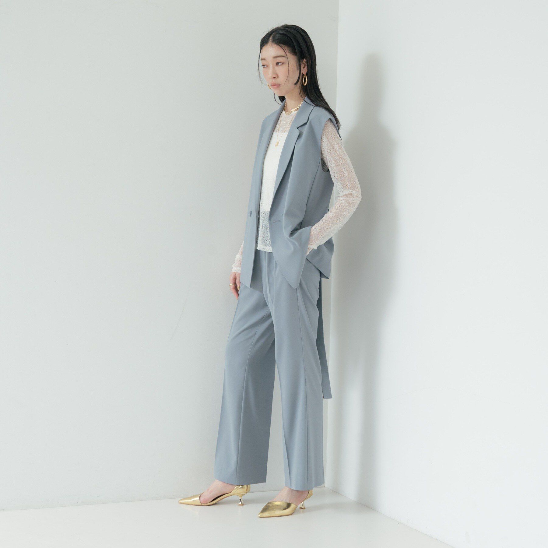 GALLEST「Comfy SET UP｜ベルテッドジレ【セットアップ対応／通勤／カセット服／接触冷感／UVカット】」|ベスト・ジレ|