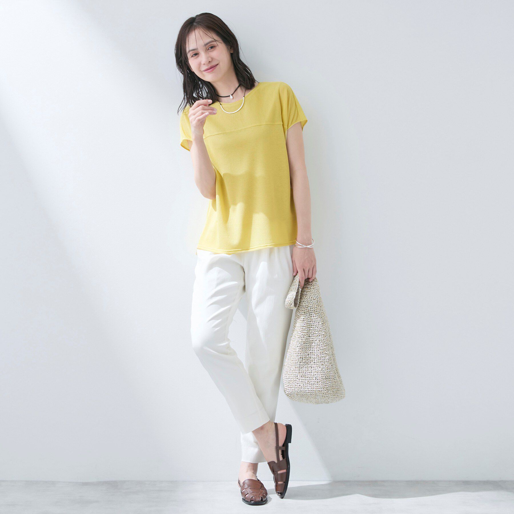 INDIVI「【洗える／アンサンブル可能】シアースストライプトップス」|Tシャツ・カットソー|