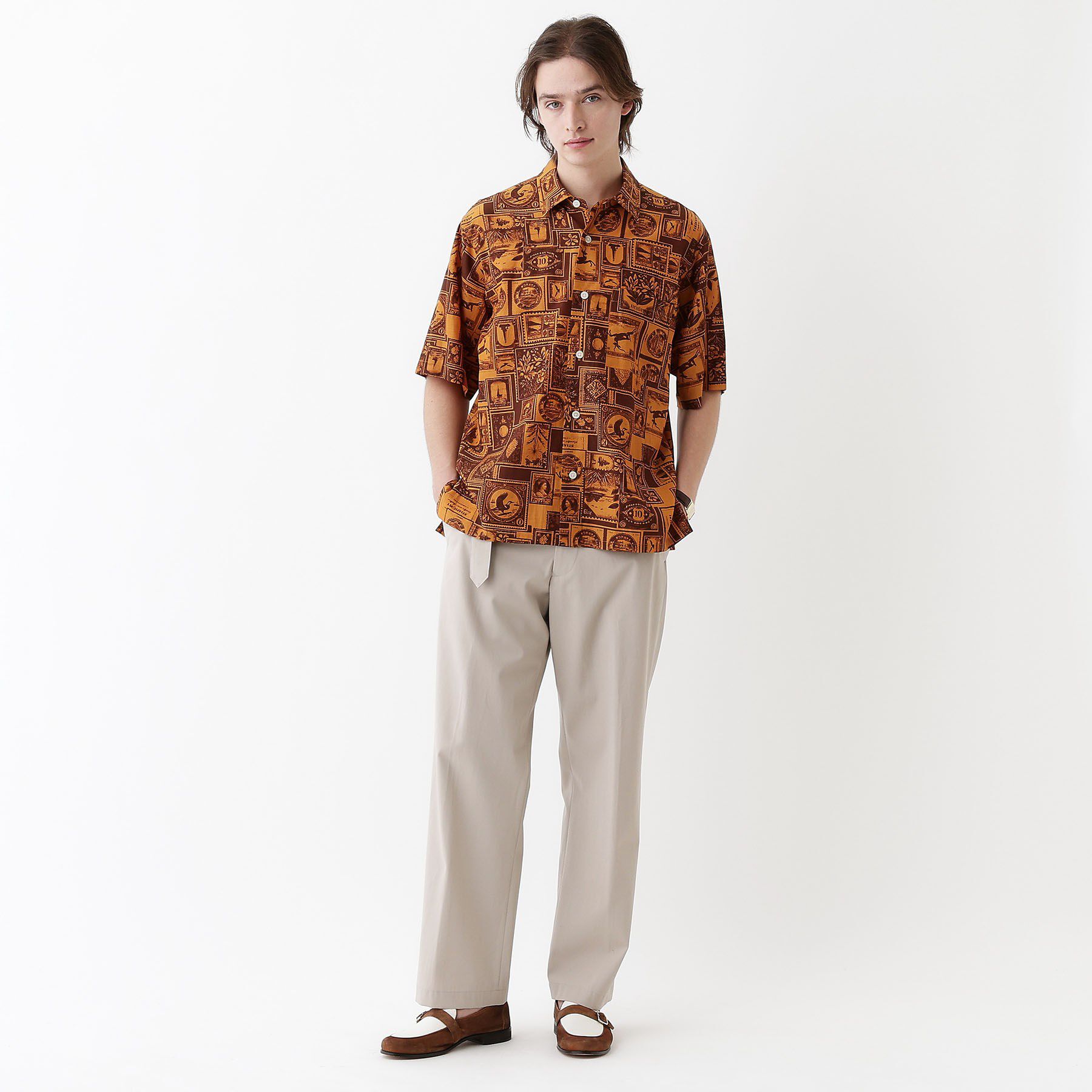 TAKEO KIKUCHI「【THE FLAGSHIP】アーカイブ切手柄半袖シャツ」|シャツ・ブラウス|