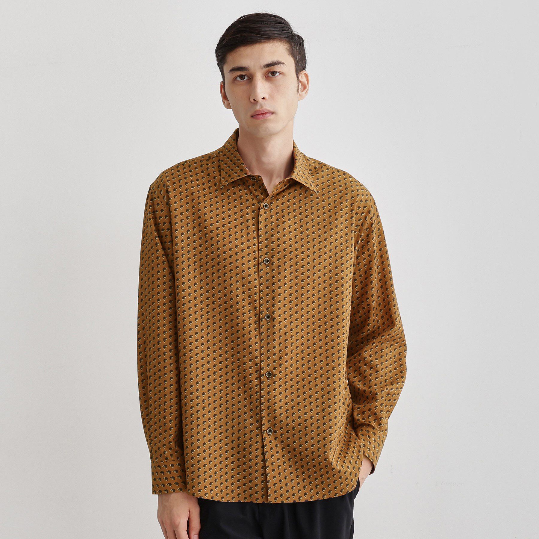 TAKEO KIKUCHI「ボーラーハット柄 長袖シャツ」|シャツ・ブラウス|ブラウン(144)