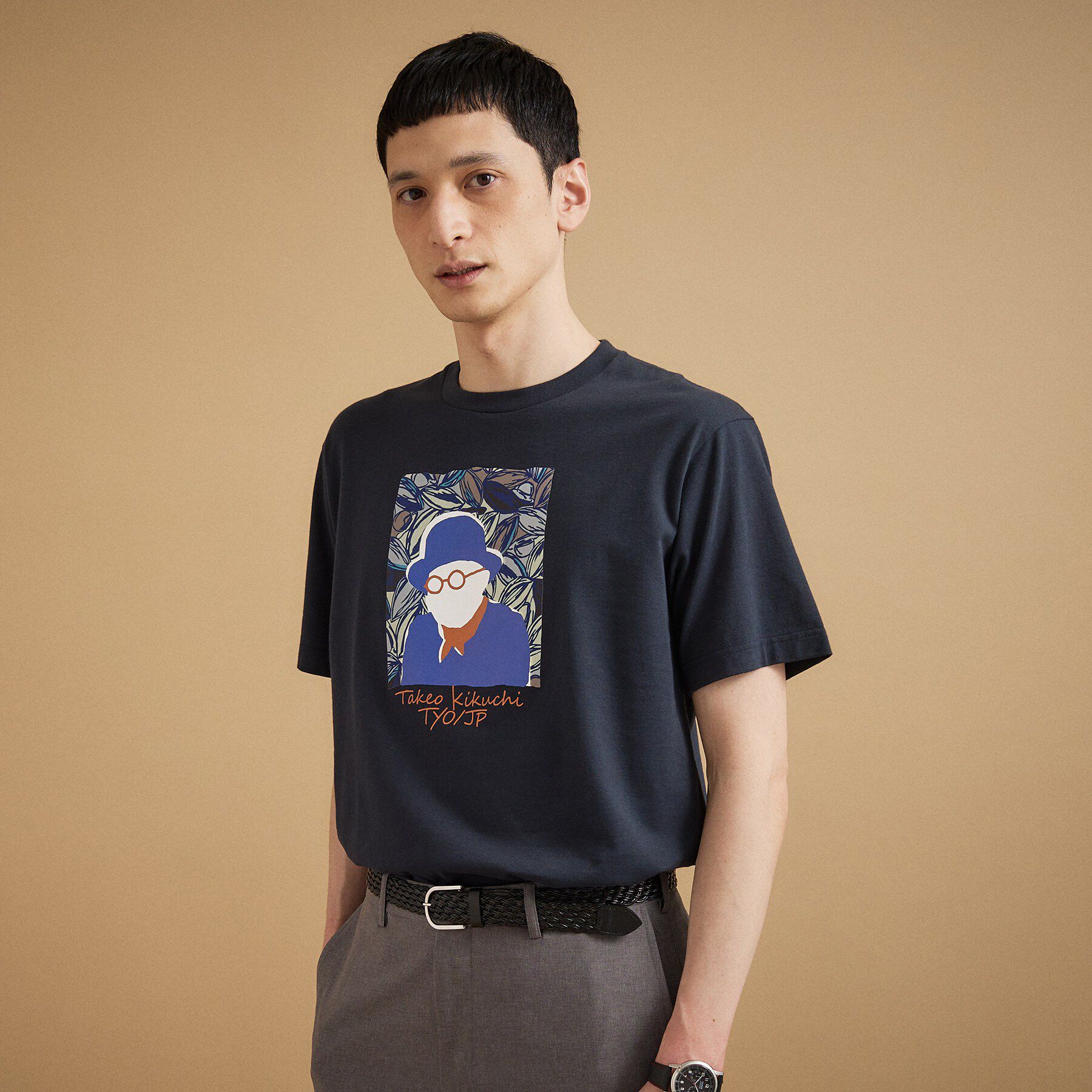 TAKEO KIKUCHI「カカオ柄スクエアプリント 天竺Tシャツ」|Tシャツ・カットソー|