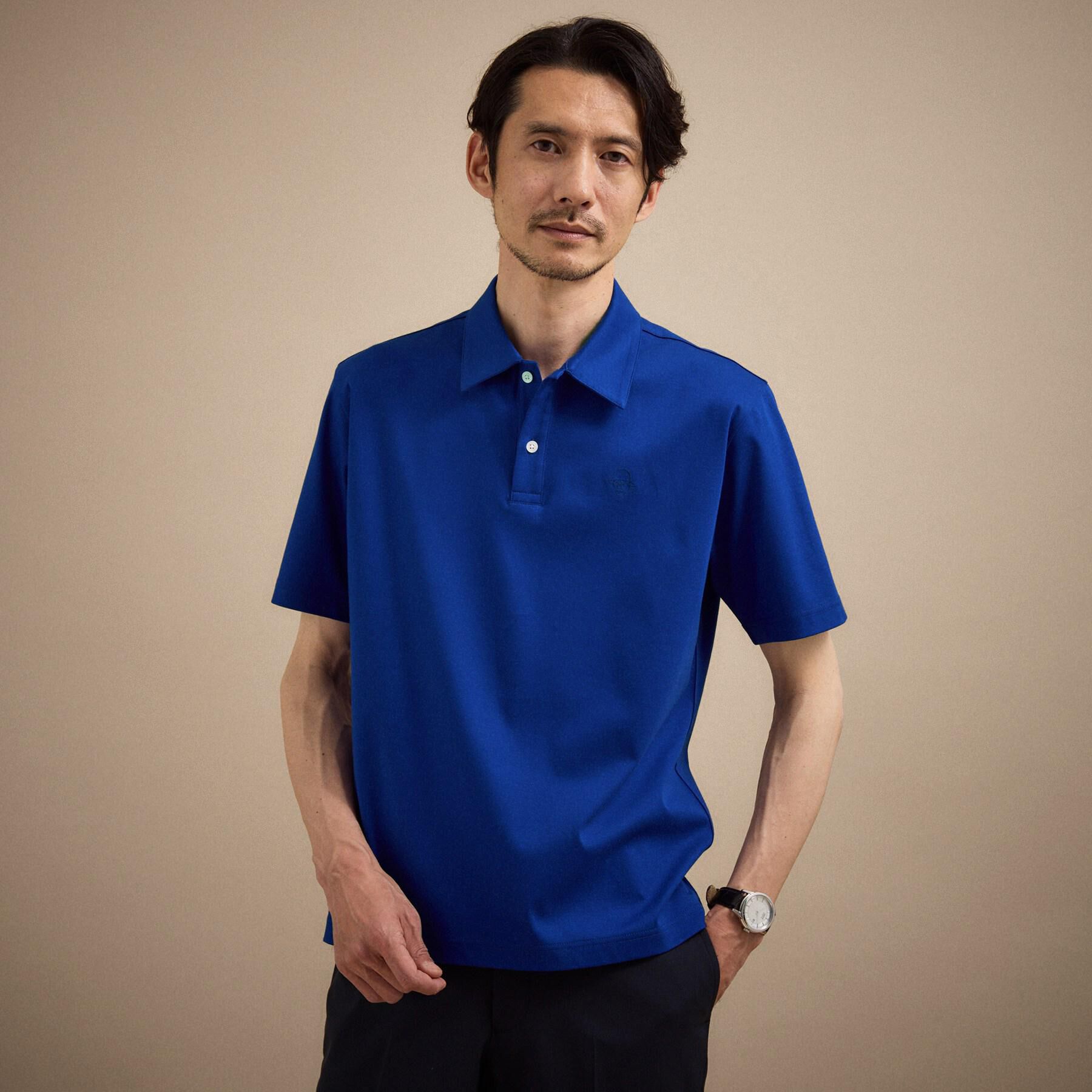 TAKEO KIKUCHI「アイスクリアコットン ワンポイント ポロシャツ」|ポロシャツ|ブルー(093)