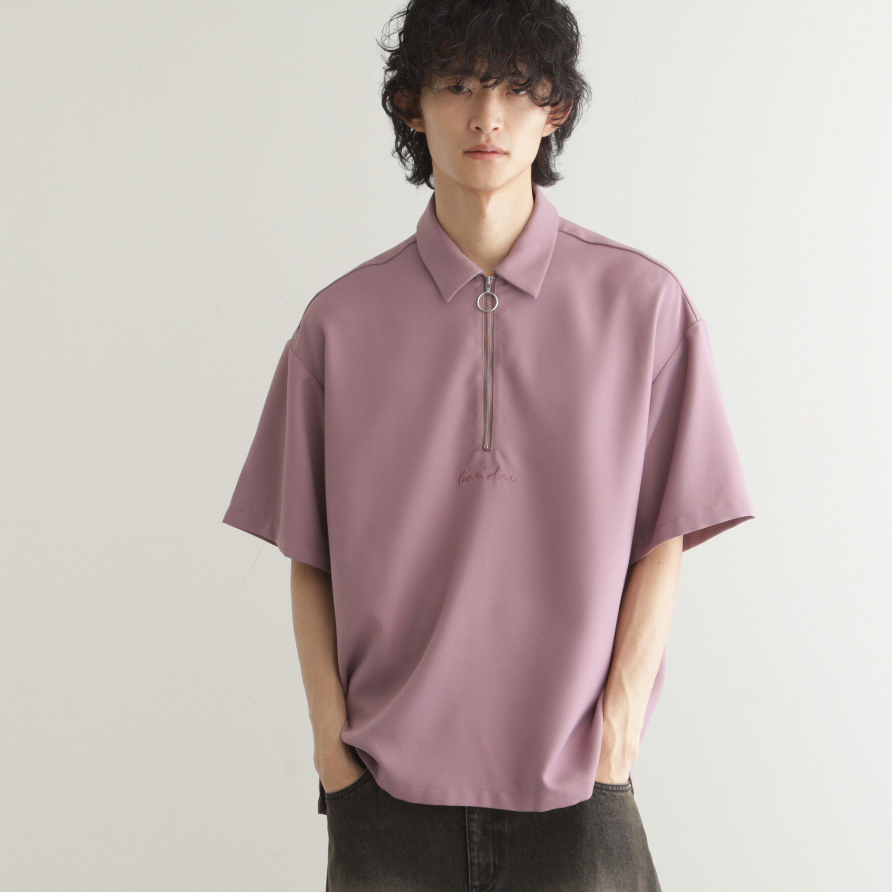 tk.TAKEO KIKUCHI「エンブロハーフジップシャツ」|シャツ・ブラウス|トープ(054)