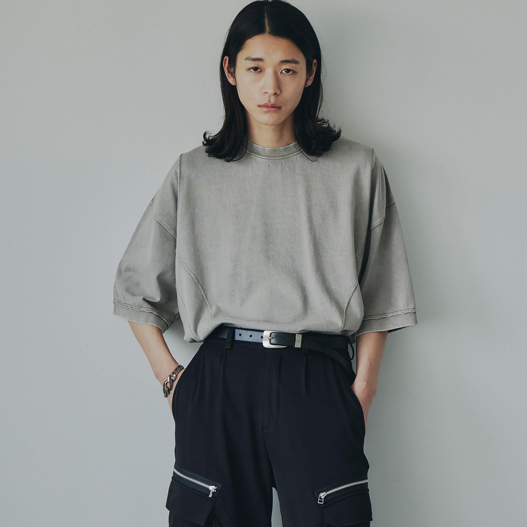 tk.TAKEO KIKUCHI「ヴィンテージクロップドTシャツ/ヴィンテージライク/半袖Tシャツ」|Tシャツ・カットソー|オリーブグリーン(0