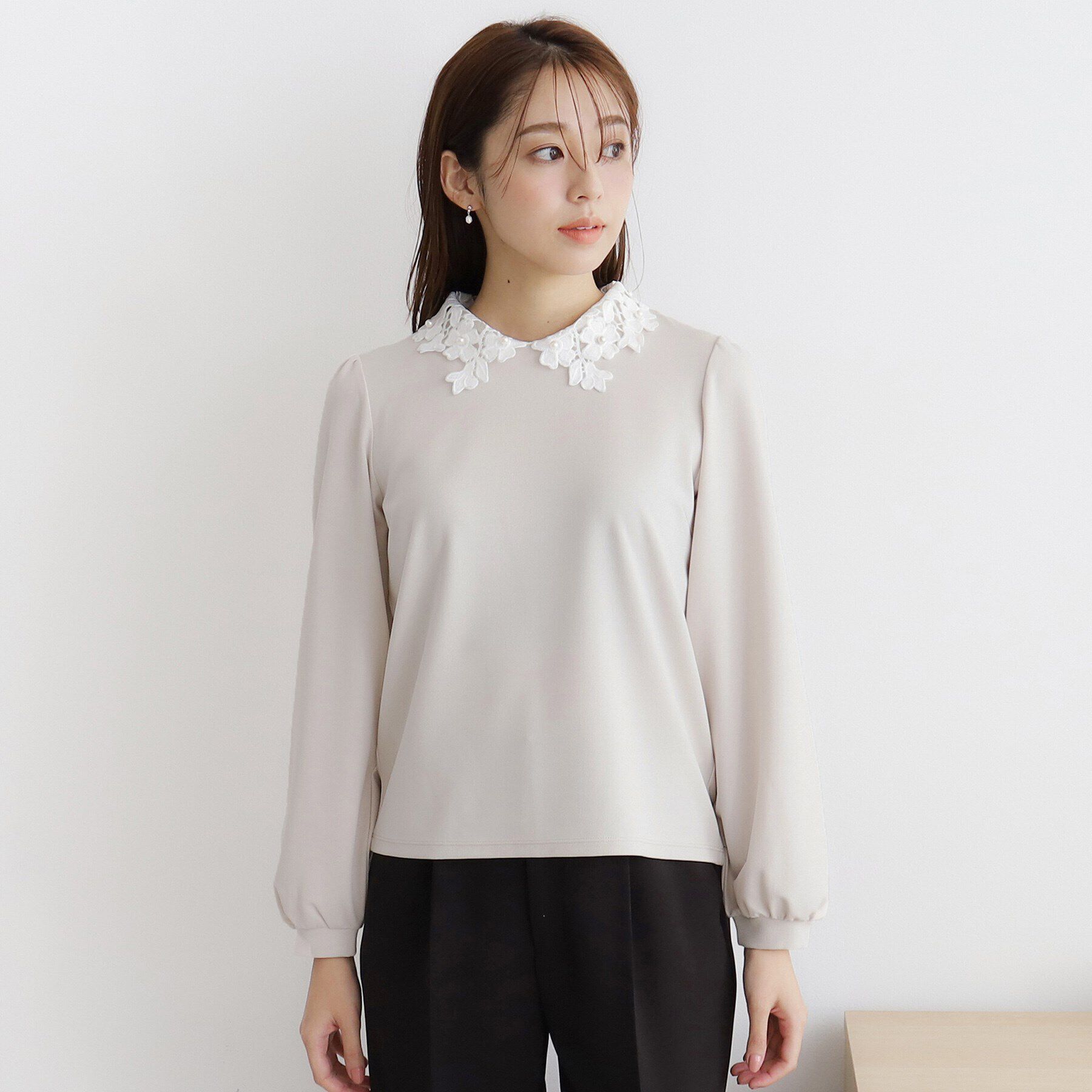 index「衿取り外し２WAY フラワーカラートップス【洗濯機洗い可/ストレッチ】」|シャツ・ブラウス|