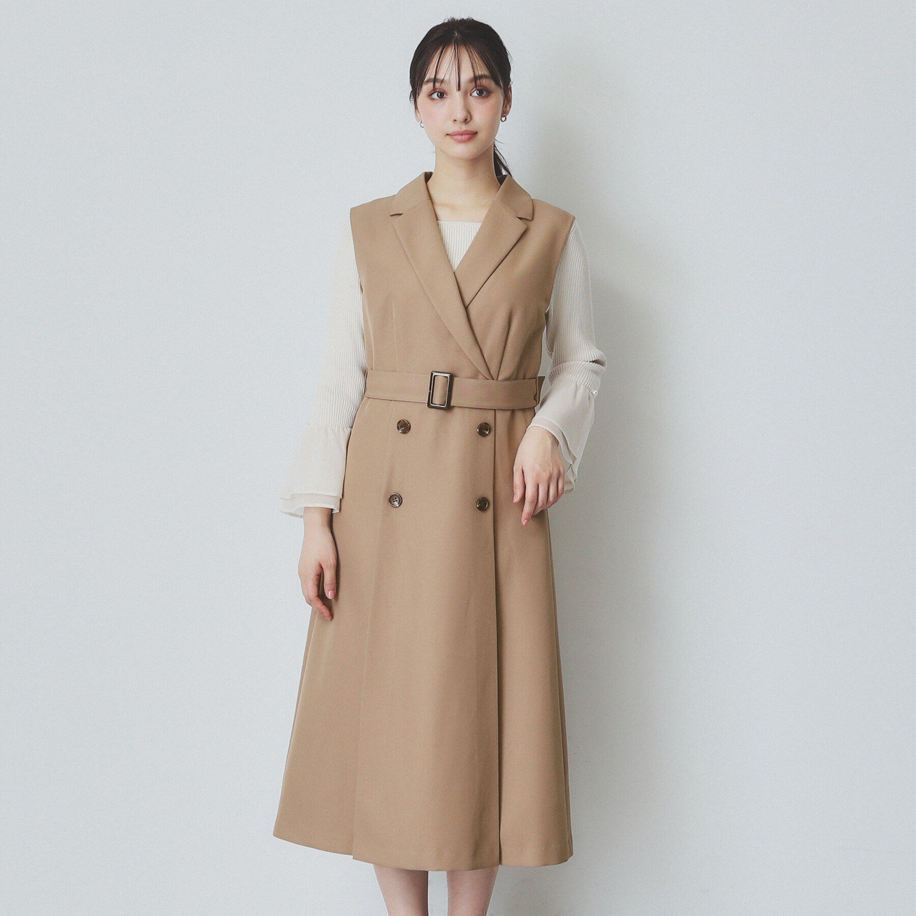 index「衿付きトレンチワンピース【洗濯機洗い可/防シワ/イージーアイロン】」|ワンピース|