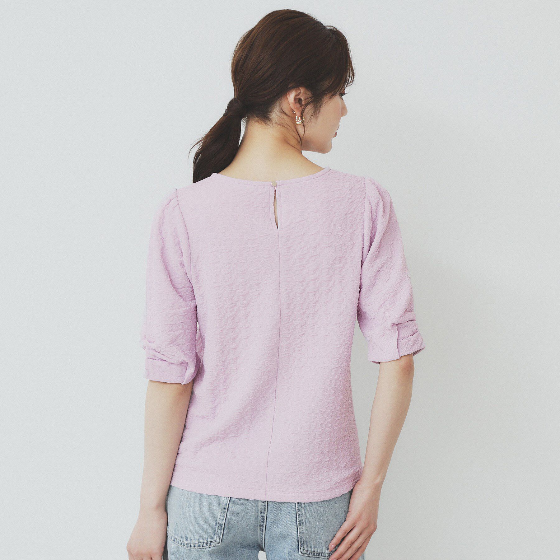 index「シボジャカードタックギャザートップス【洗濯機洗い可】」|Tシャツ・カットソー|