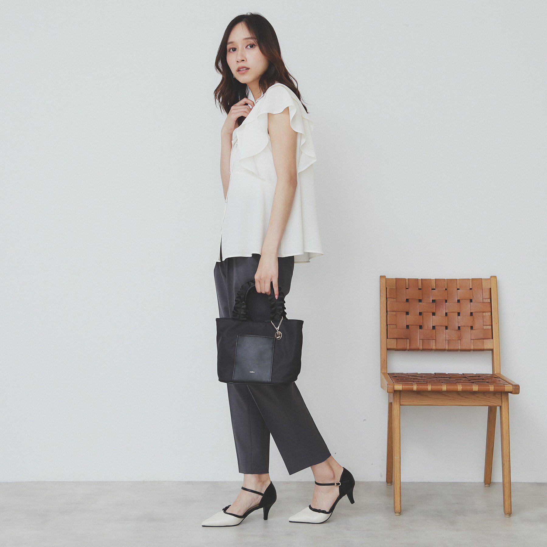 index「ダブルフリルバンドカラーブラウス【洗濯機洗い可/イージーアイロン/防シワ】」|シャツ・ブラウス|