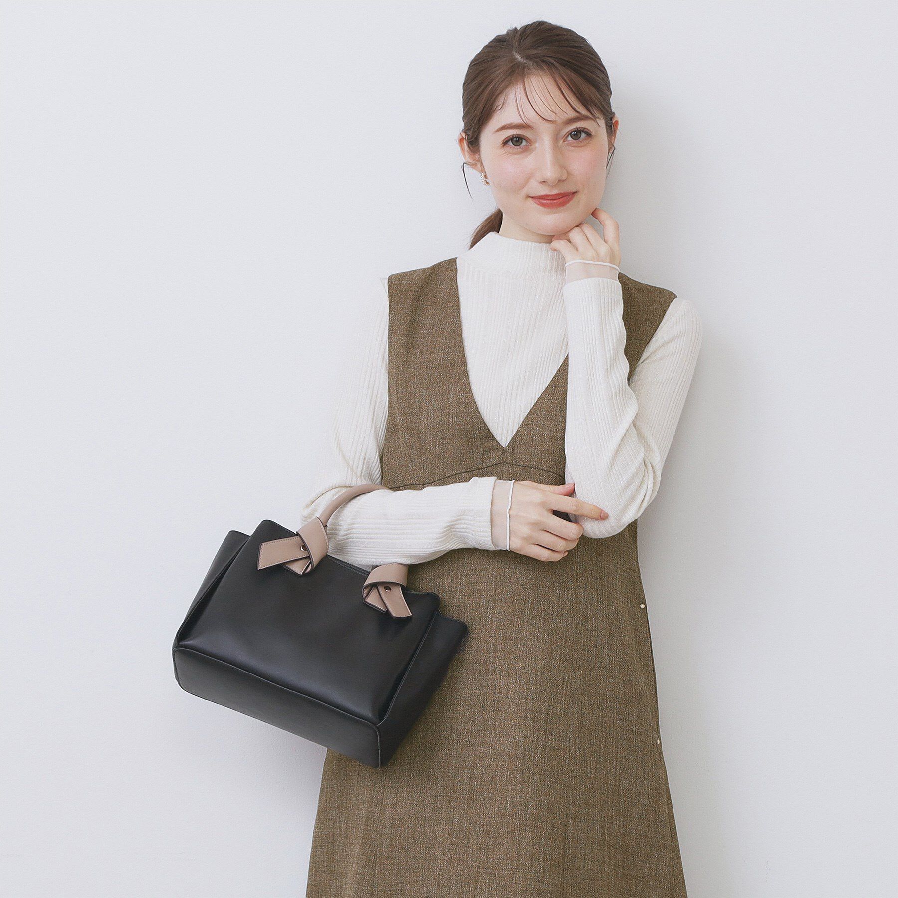 index「ヴィンテージツイードジャンスカ【洗濯機OK/防シワ】」|ワンピース|ブラウン(044)