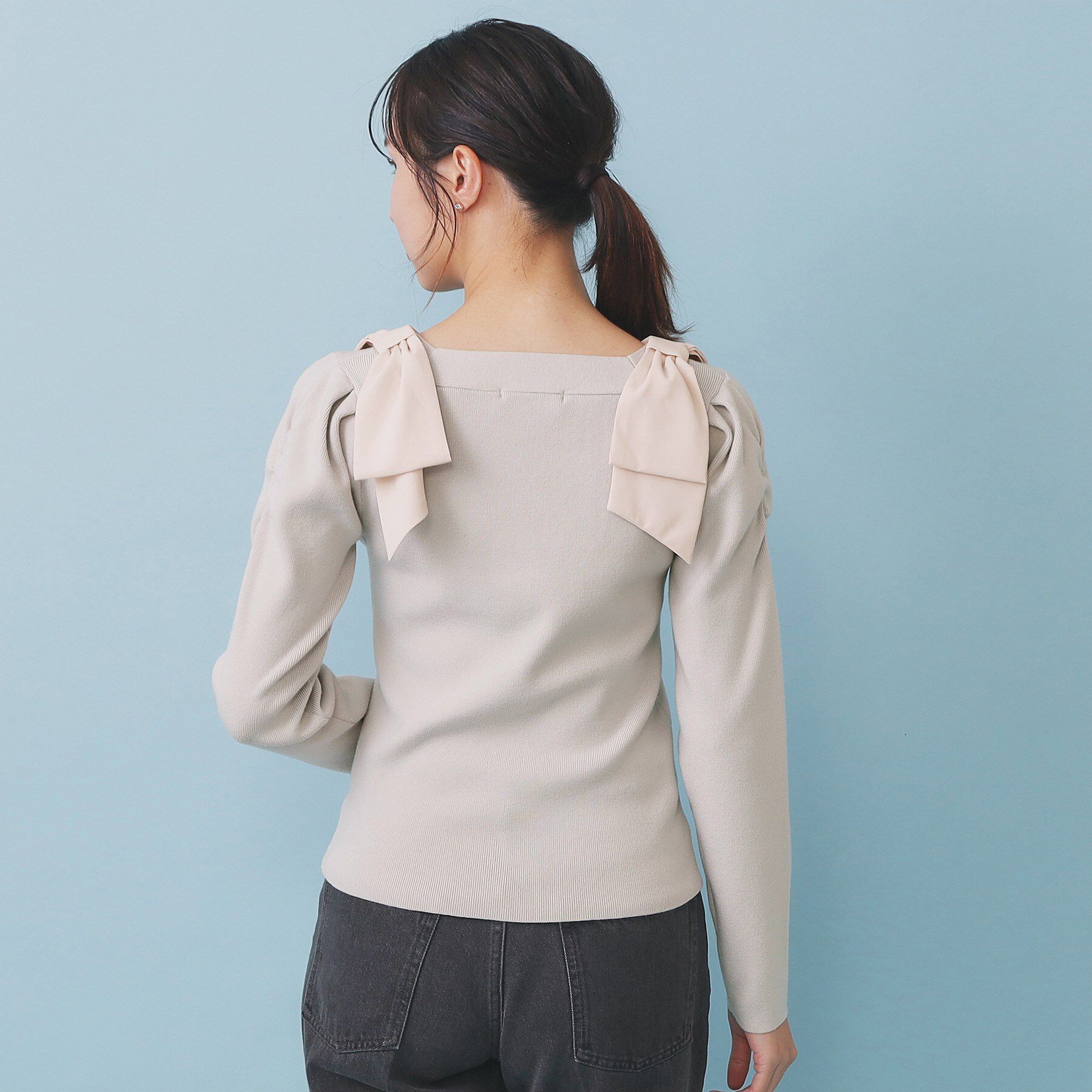 index「ショルダービッグリボンスクエアニット【洗濯機OK】」|ニット・セーター|