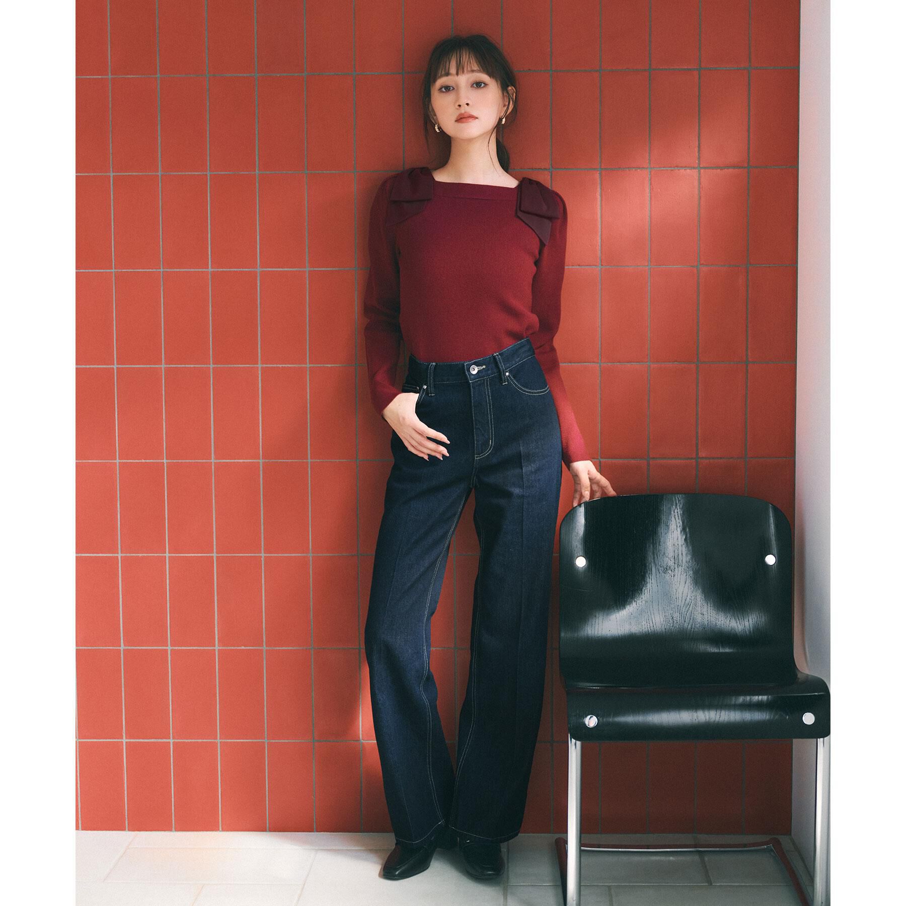 index「ショルダービッグリボンスクエアニット【洗濯機OK】」|ニット・セーター|