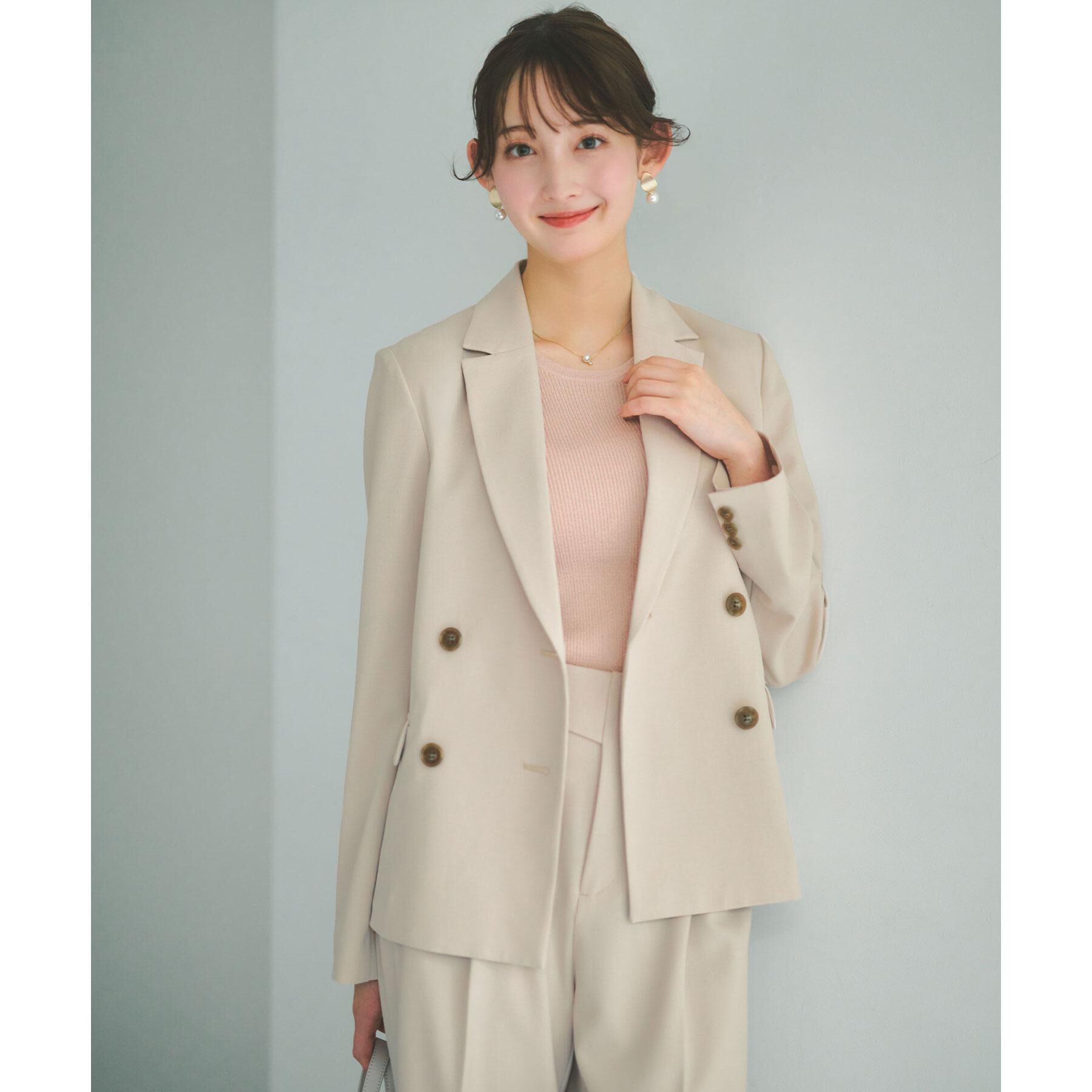 index「ダブルブレストジャケット/セットアップ対応可【洗える/接触冷感/吸水速乾/防シワ/ストレッチ】」|テーラードジャケット|