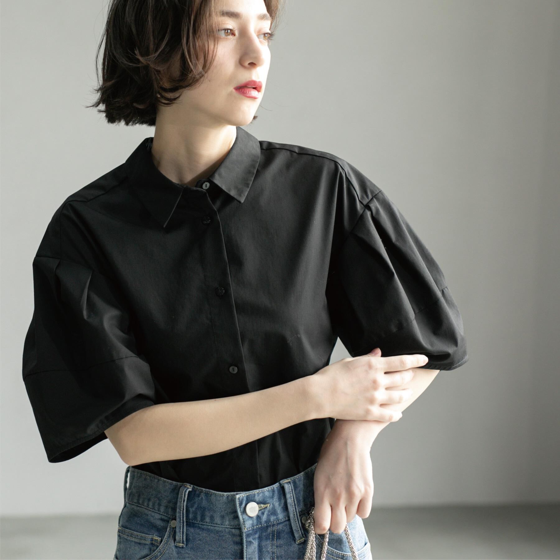 OPAQUE.CLIP「《美人百花掲載》ランタンスリーブシャツ【洗濯機洗い可】」|シャツ・ブラウス|