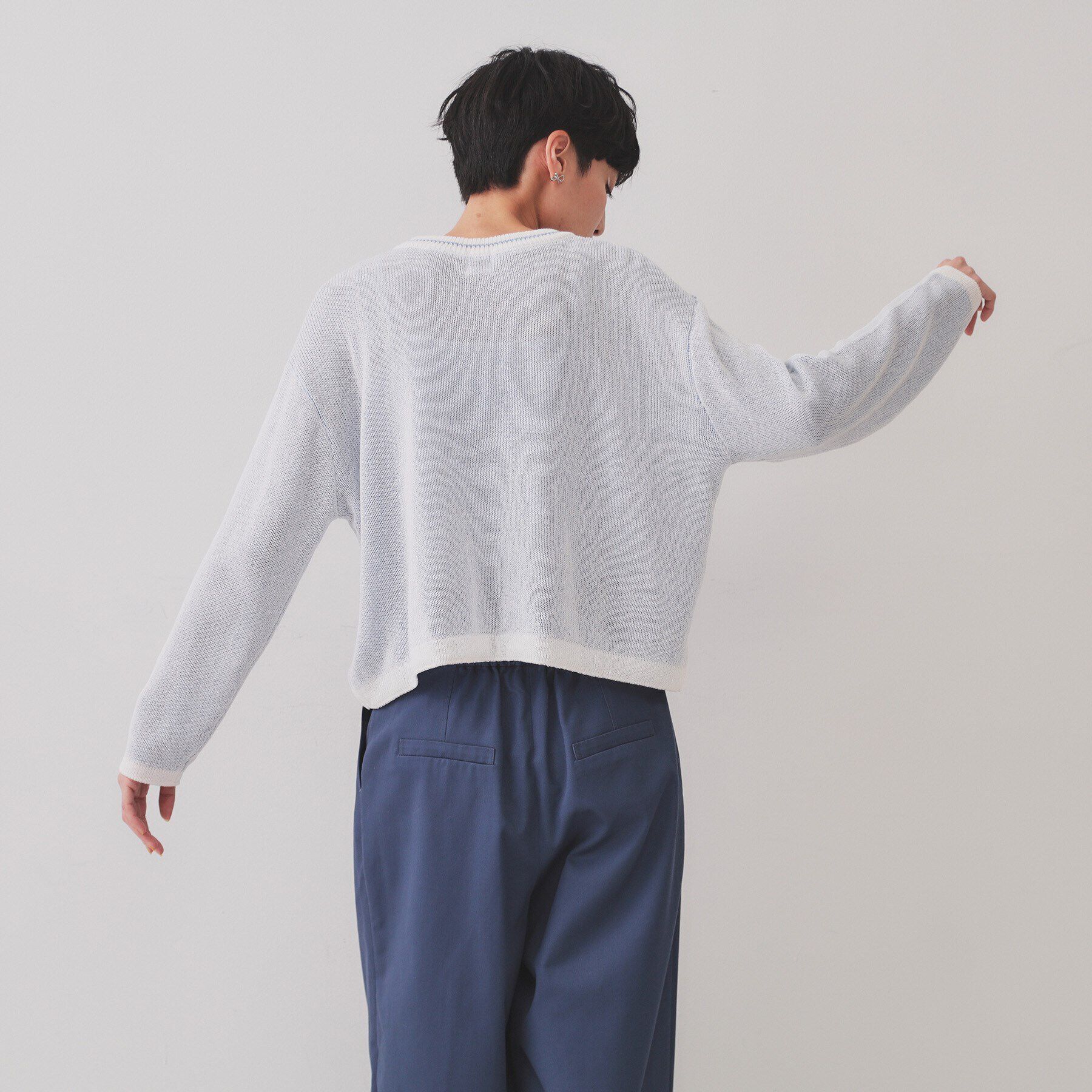 OPAQUE.CLIP「ラメライン配色使いリラクシーニット【洗濯機洗い可】」|ニット・セーター|