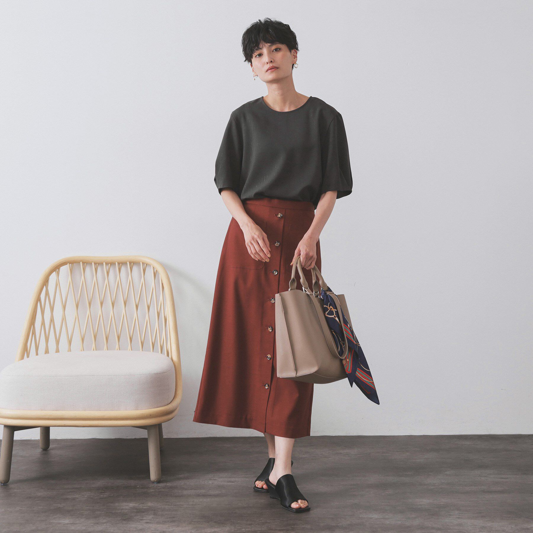 OPAQUE.CLIP「ラメストライプタックスリーブブラウス/セットアップ可【洗濯機洗い可/防シワ/吸水速乾】」|シャツ・ブラウス|