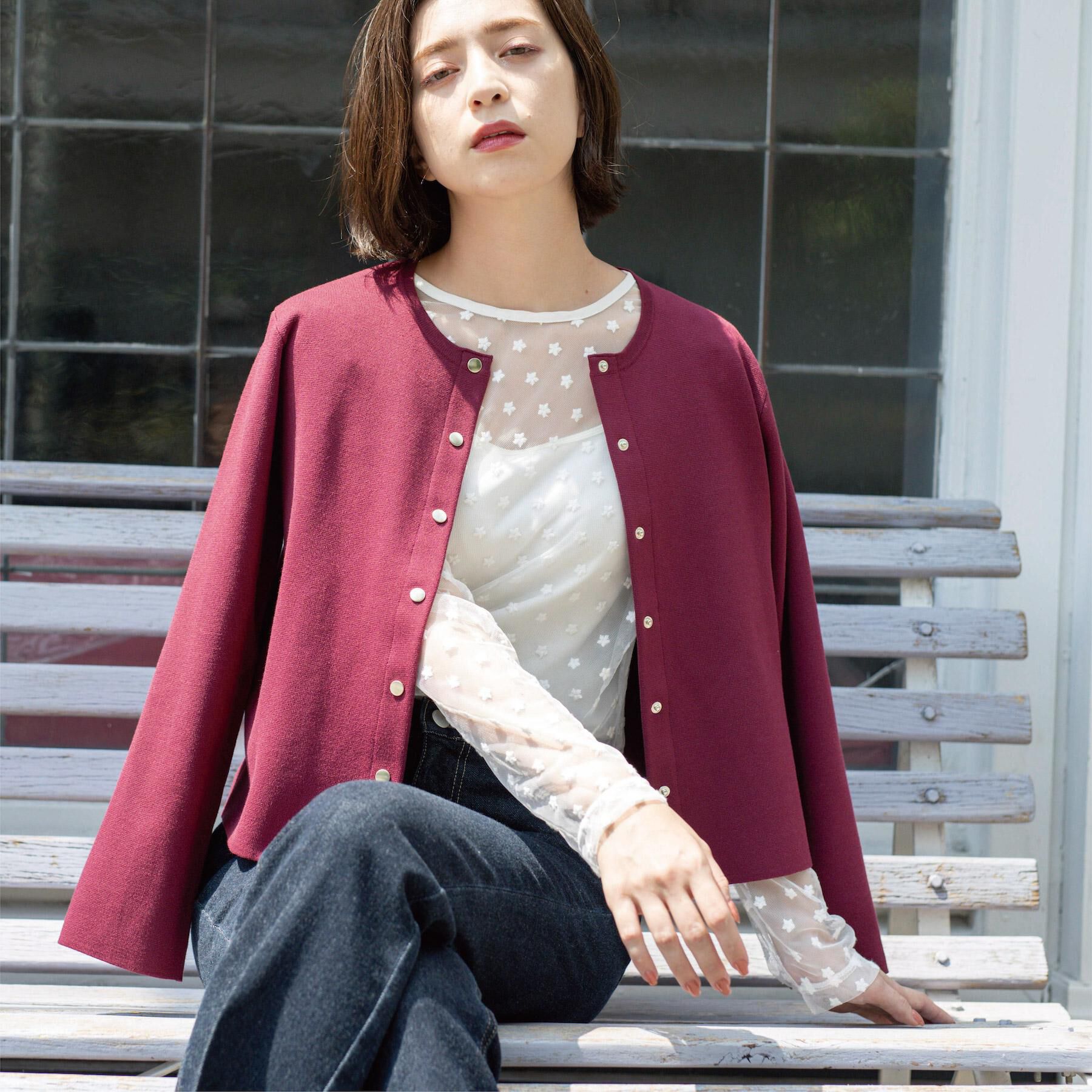 OPAQUE.CLIP「スナップボタンニットカーディガン【UVケア/洗濯機OK】《6col/S～LL》」|カーディガン|