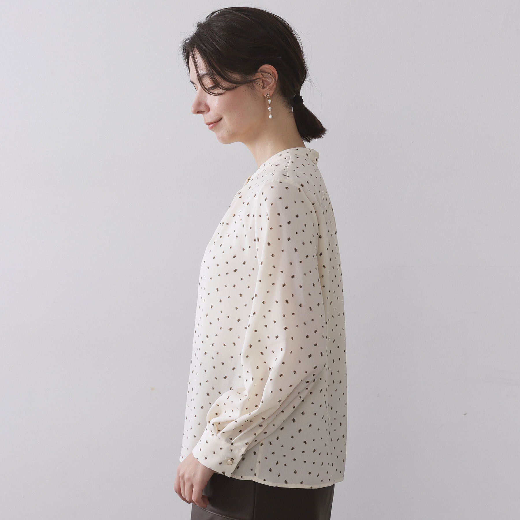 OPAQUE.CLIP「プリント柄タックデザインブラウス【洗濯機OK】」|シャツ・ブラウス|