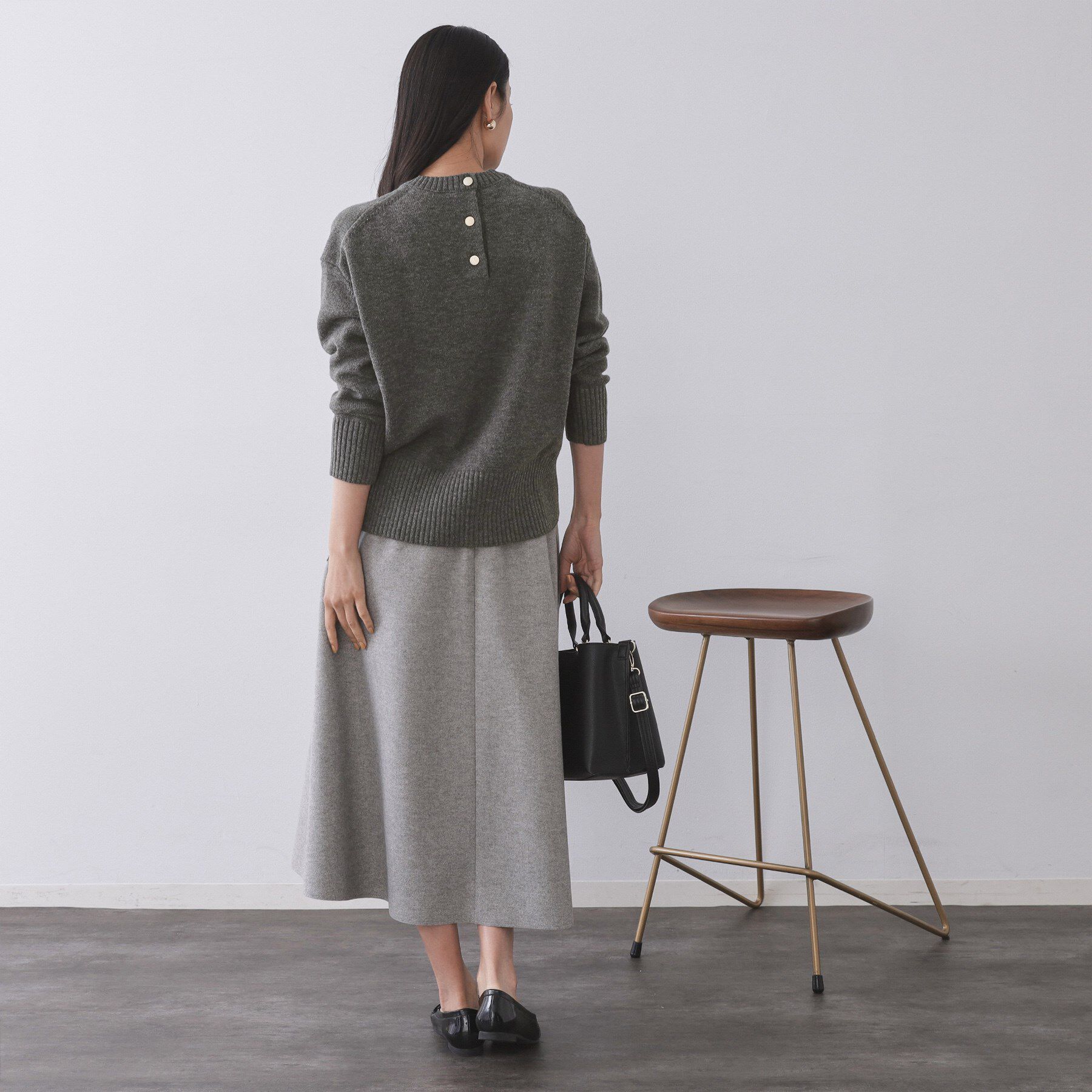 OPAQUE.CLIP「バックボタンリラクシーニット【洗濯機OK】」|ニット・セーター|