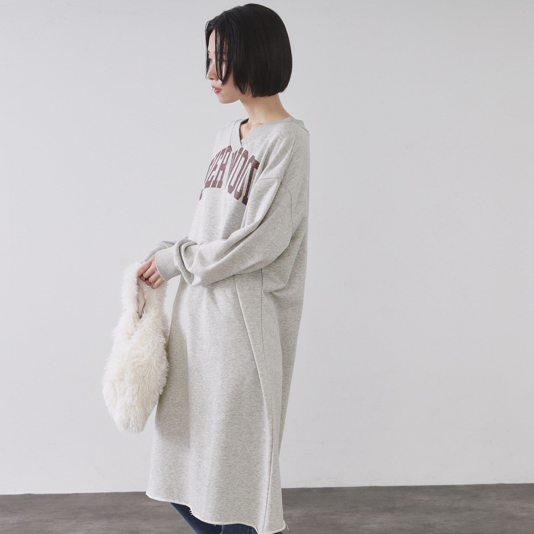 OPAQUE.CLIP「ロゴプリント裏毛ワンピース【洗濯機OK】」|ワンピース|