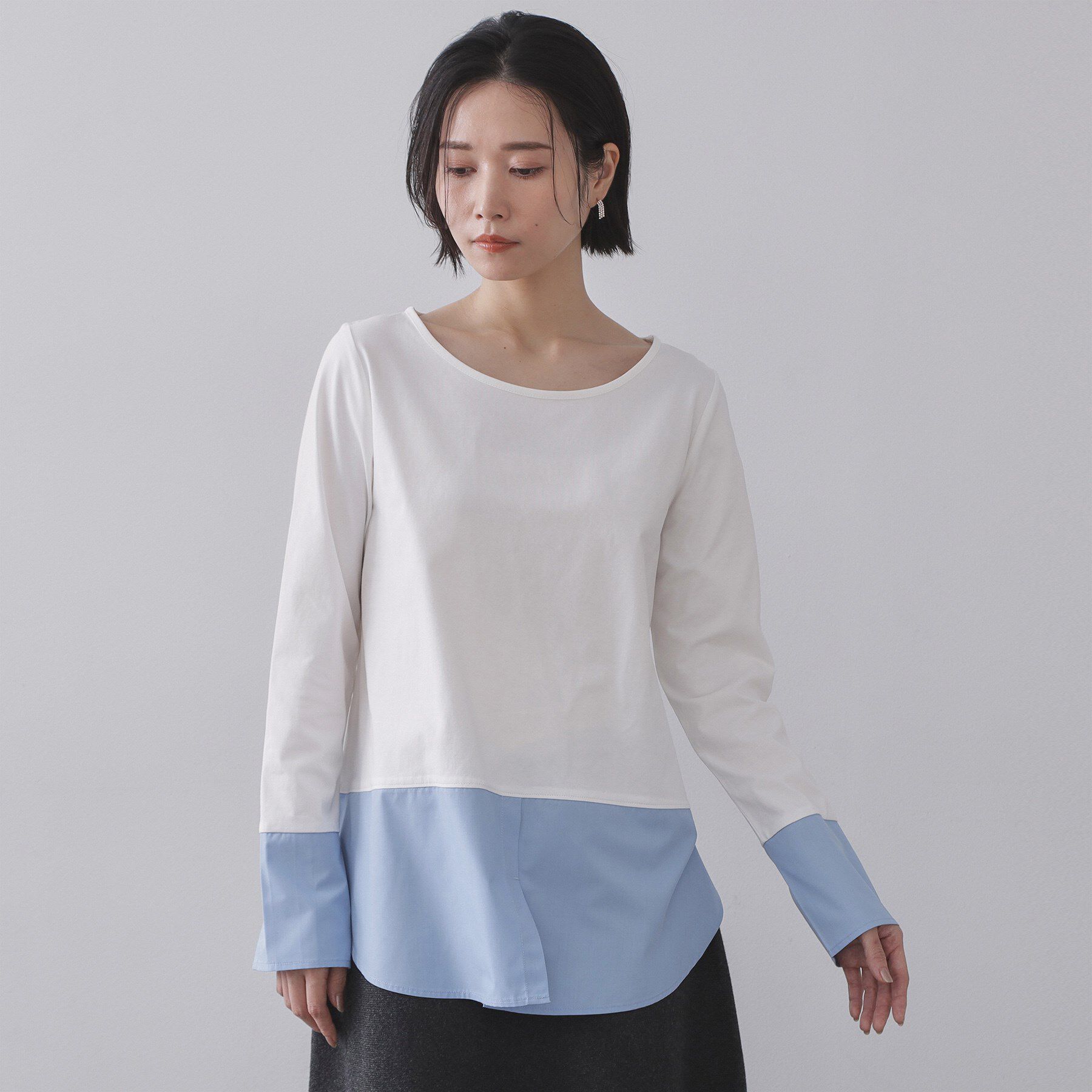 OPAQUE.CLIP「シャツドッキングカットソー【洗濯機OK】」|Tシャツ・カットソー|