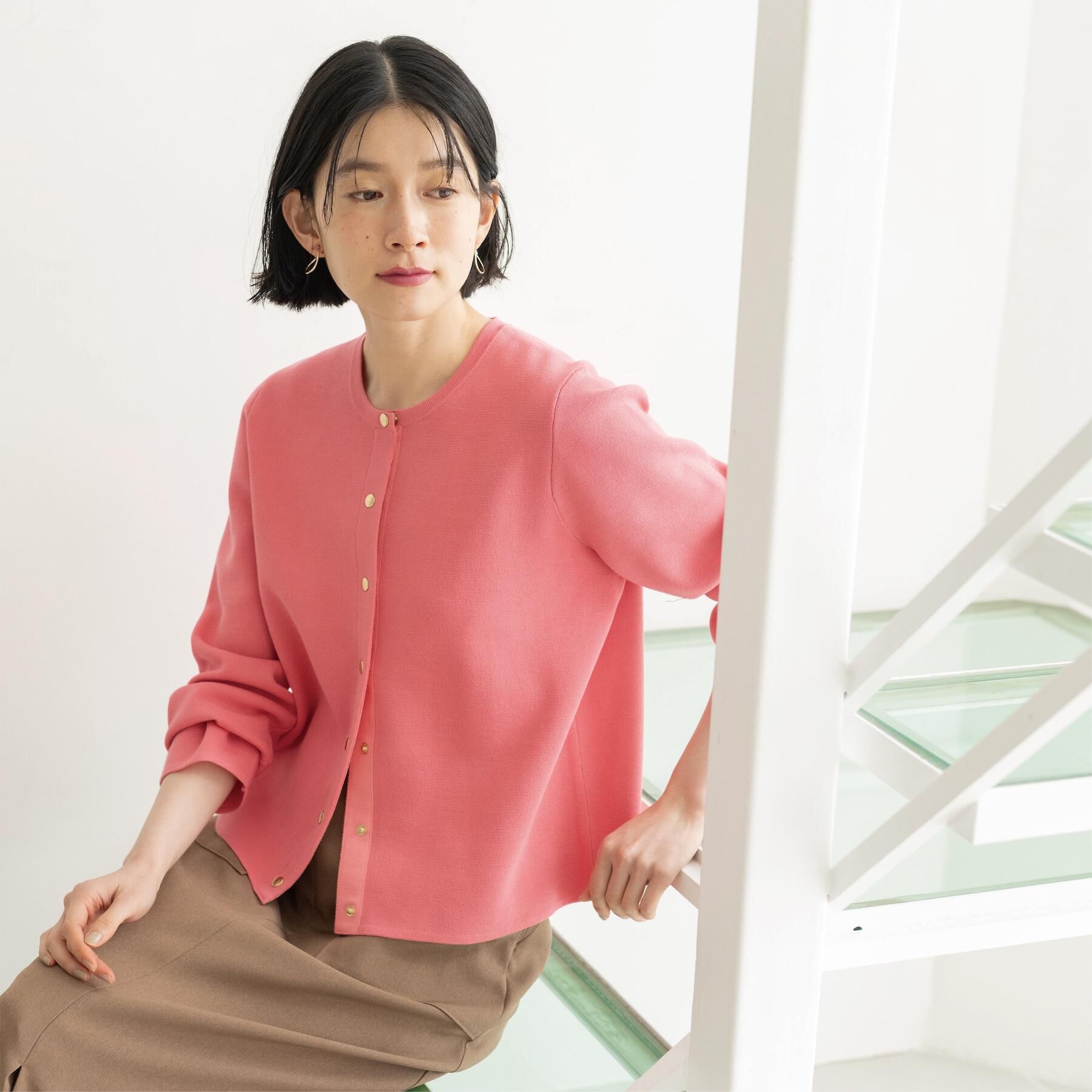 OPAQUE.CLIP「スナップボタンニットカーディガン【洗濯機OK/抗ピル】」|カーディガン|