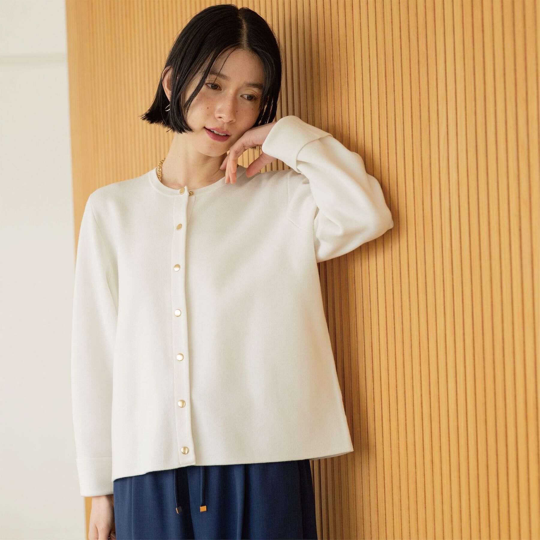 OPAQUE.CLIP「スナップボタンニットカーディガン【洗濯機OK/抗ピル】」|カーディガン|